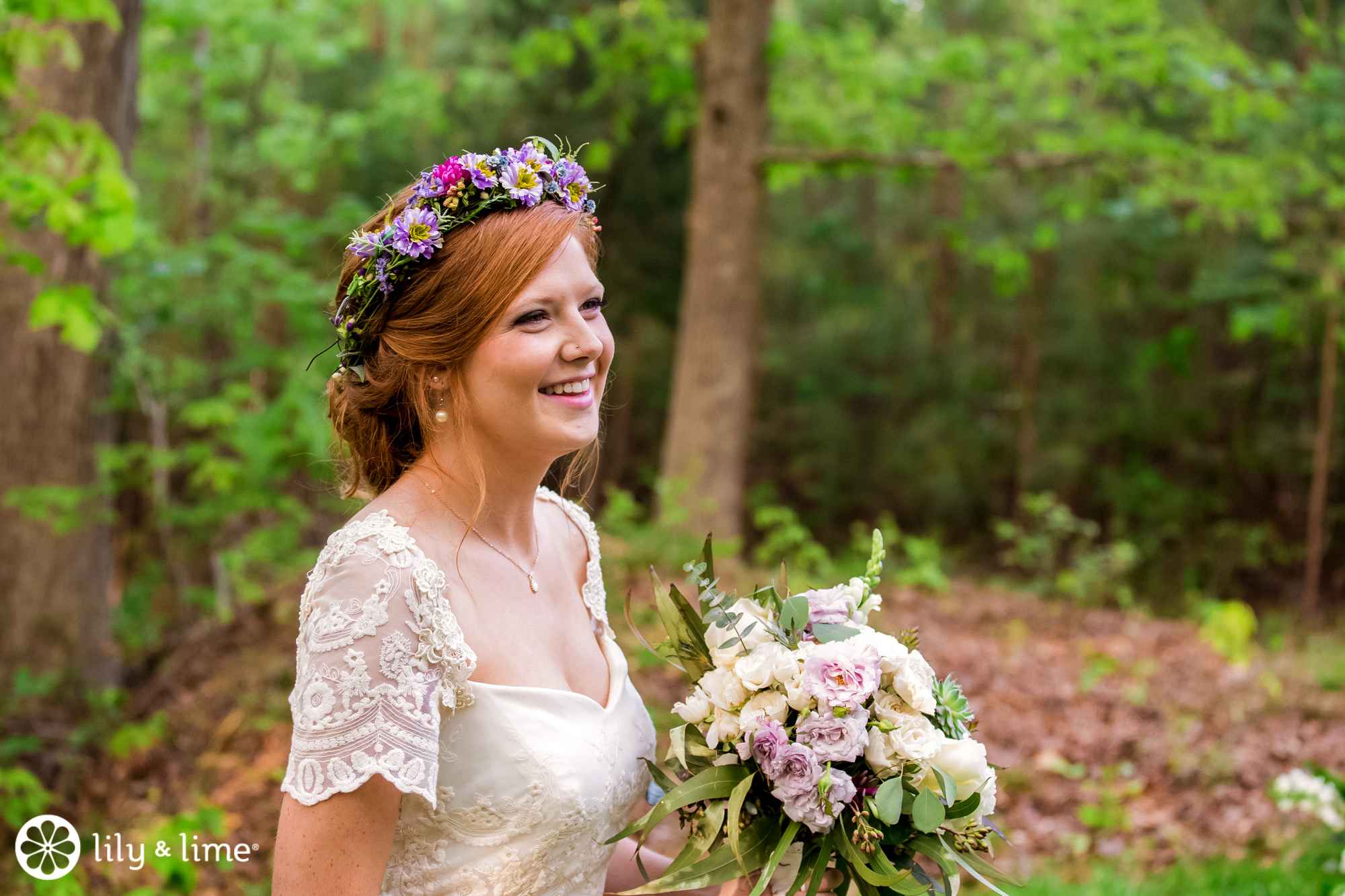 flower crown wedding dress