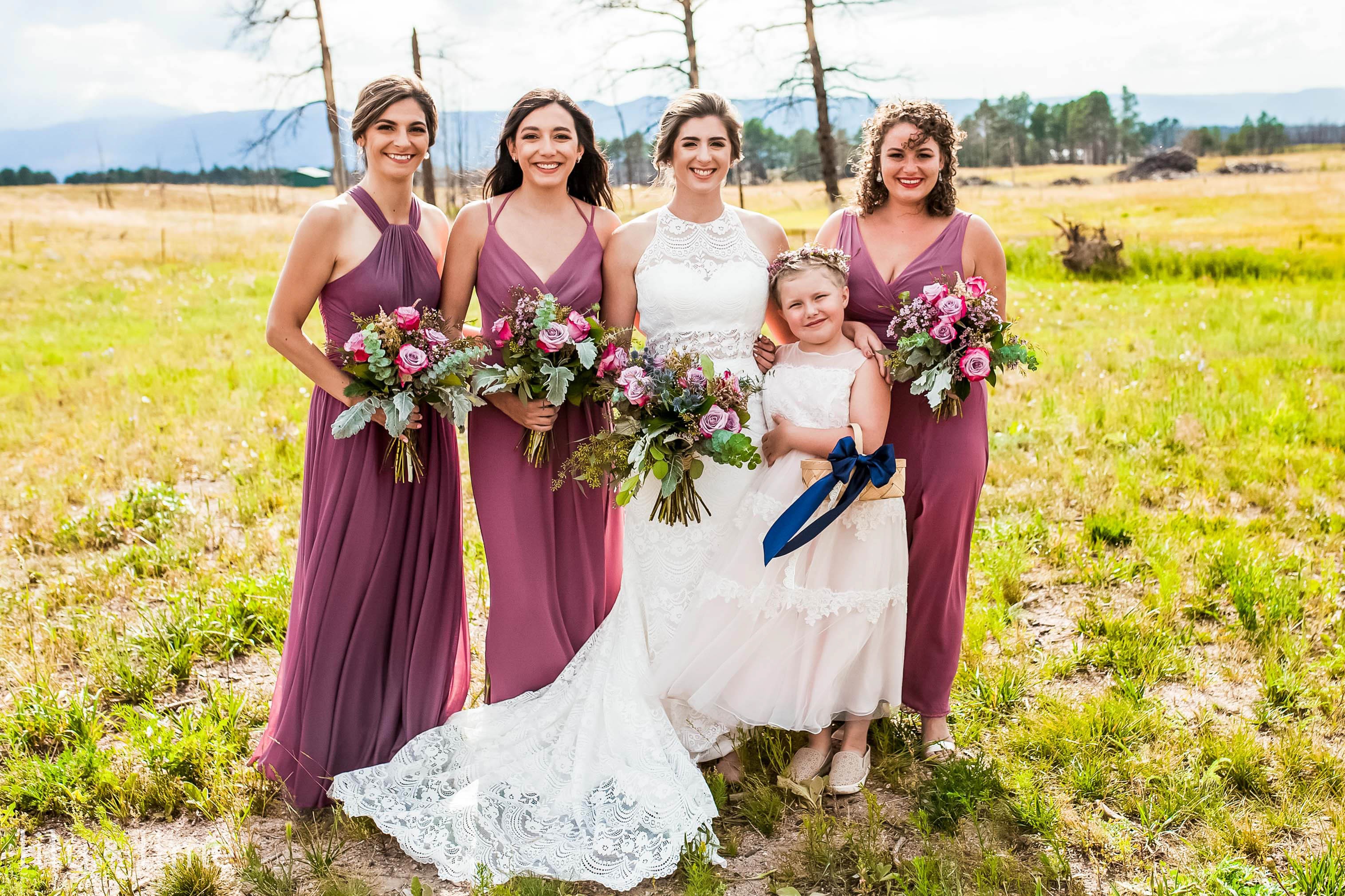 Mixed Blush and Gold Bridesmaid Dresses