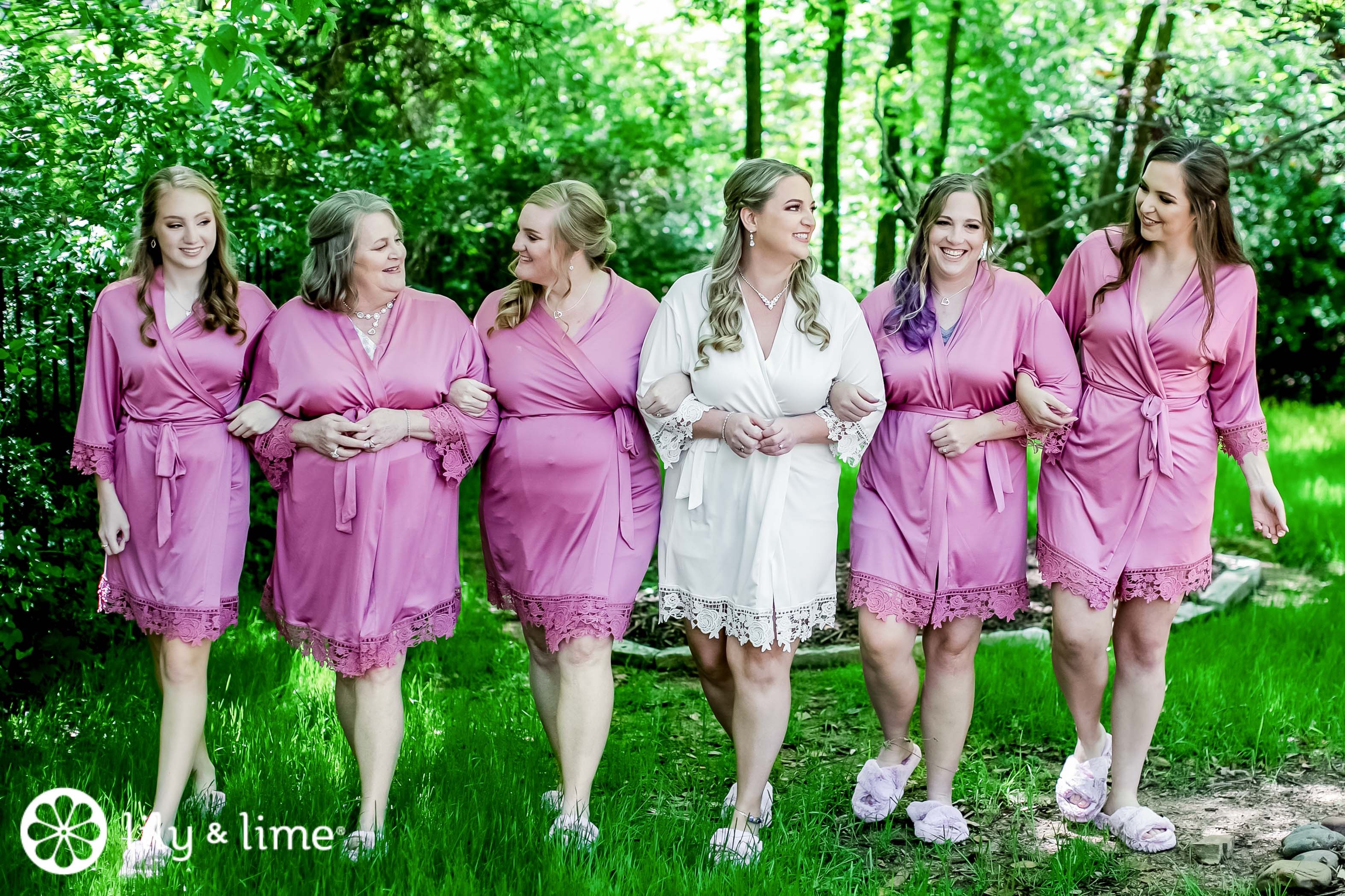 Bridesmaid getting sale ready robes