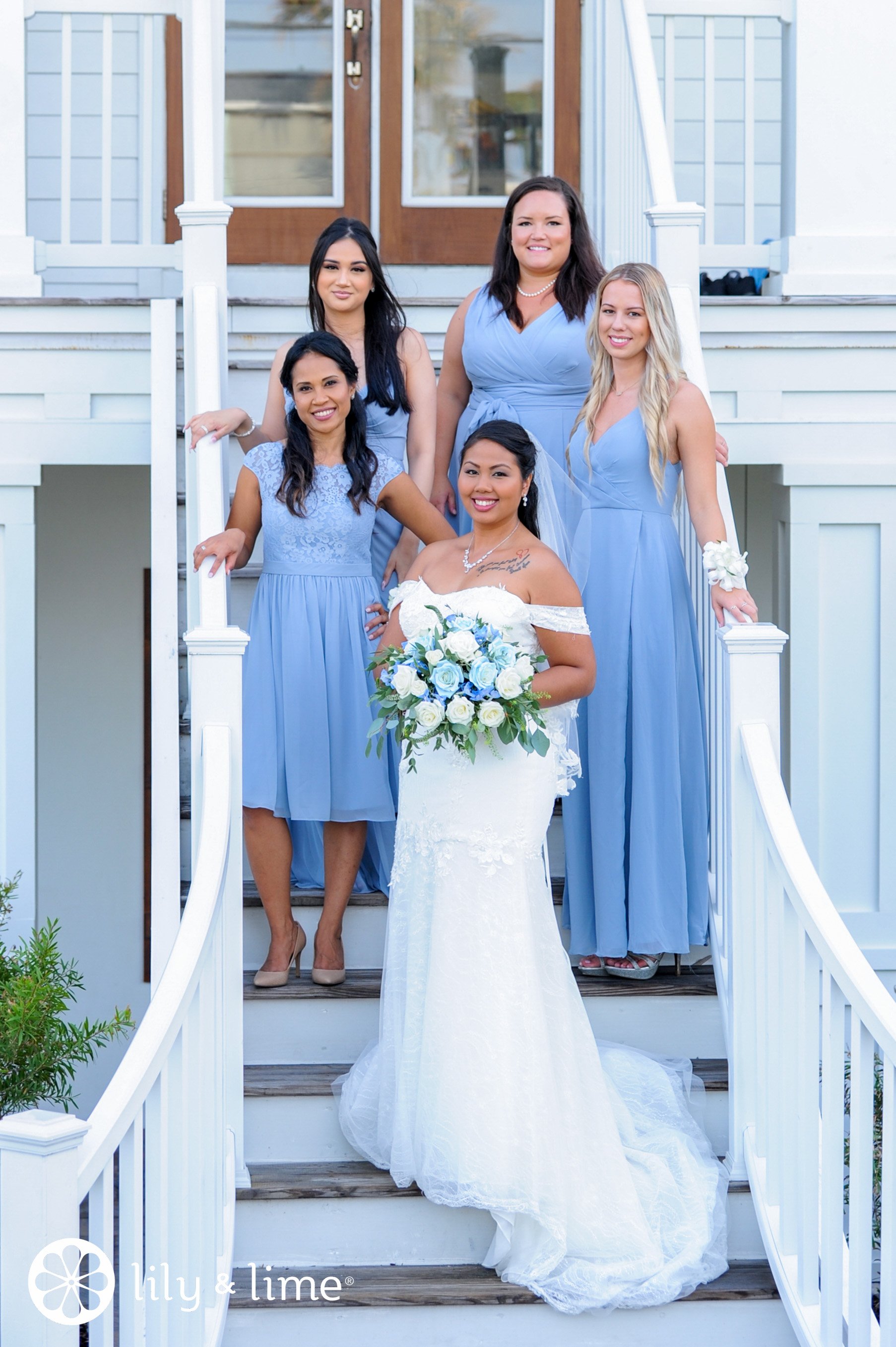 Dusty blue summer store wedding