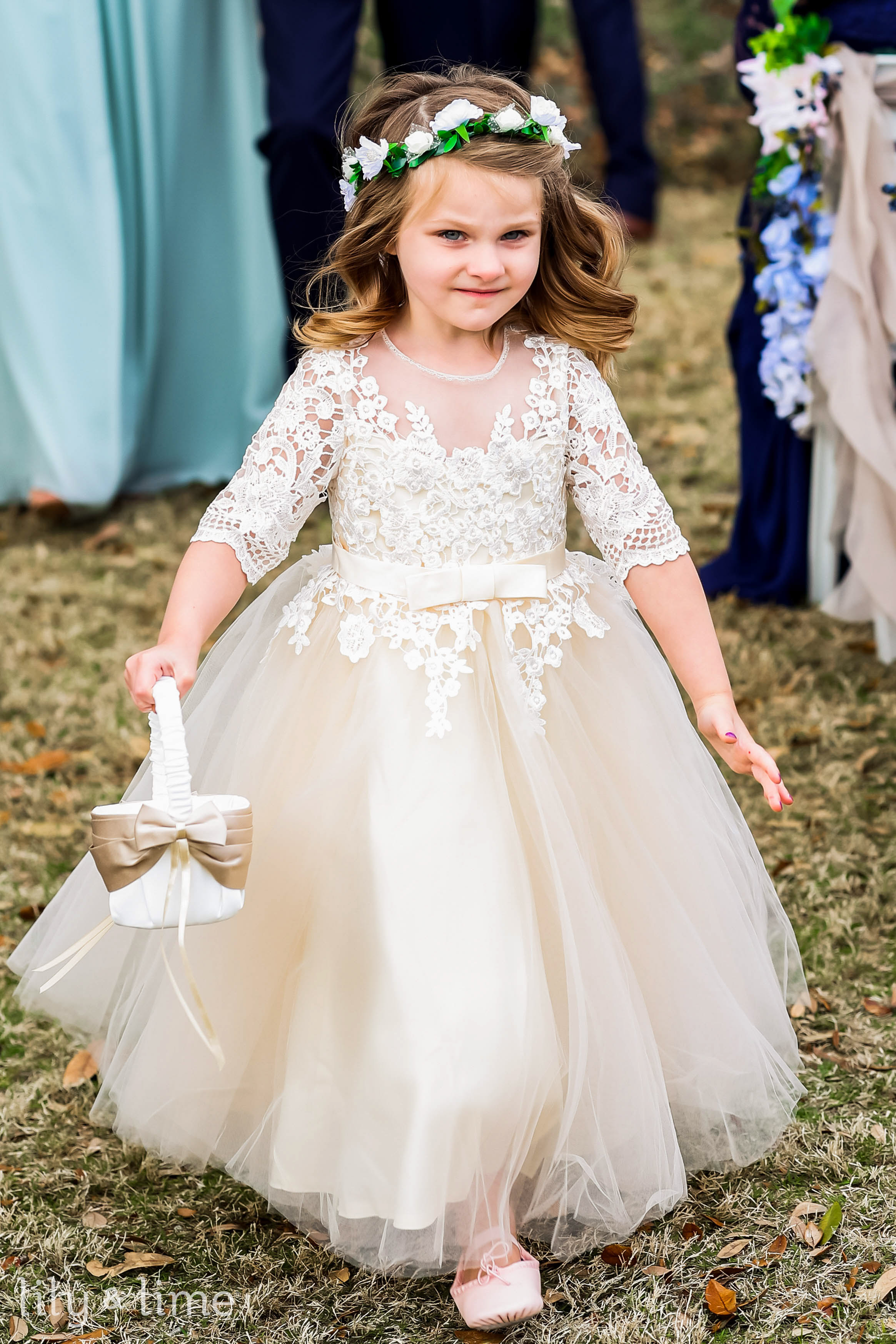 Cosy and Cute Flower Girl Dresses for a Winter Wedding