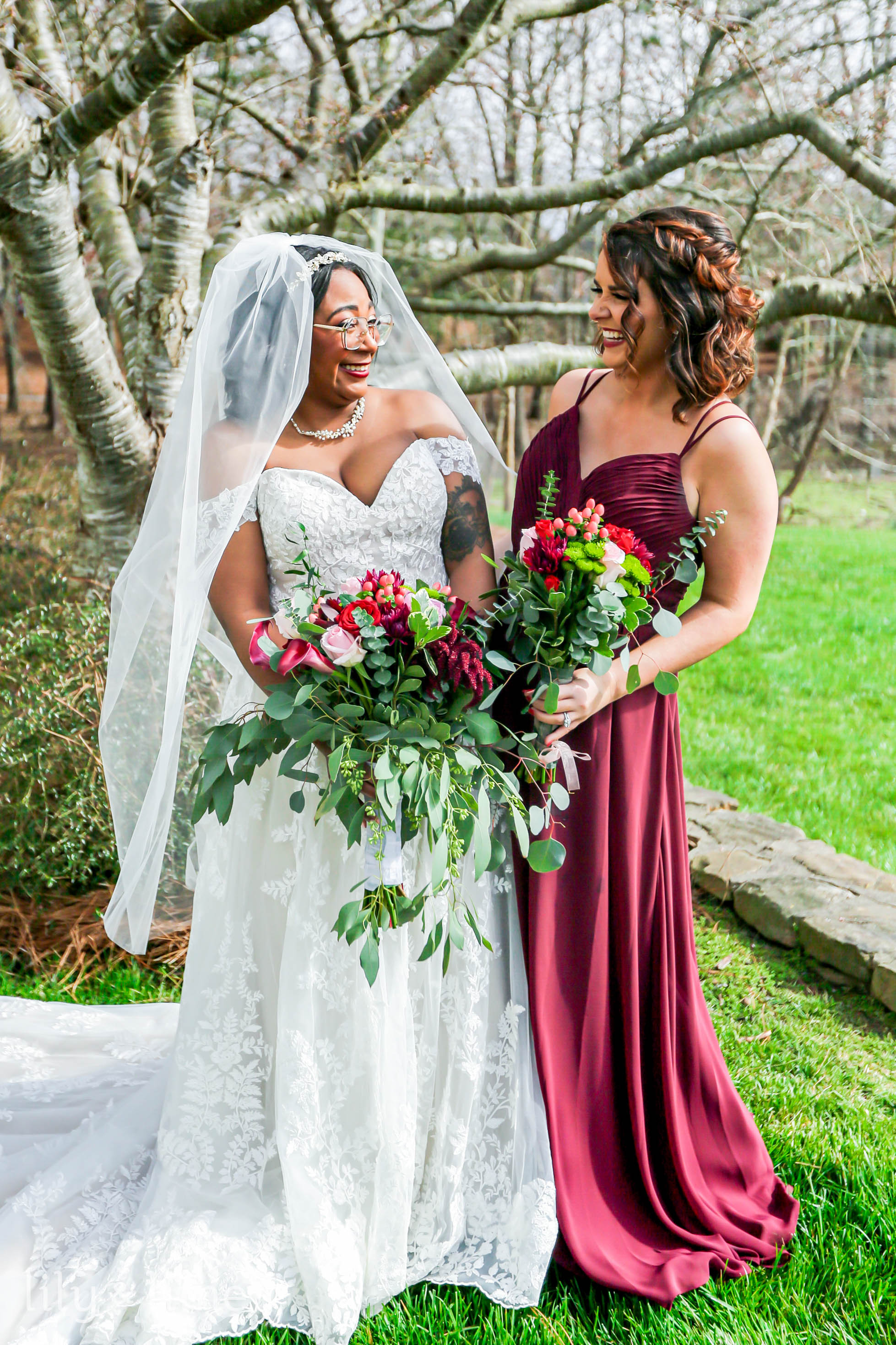 Burgundy bridesmaid and groomsmen shop