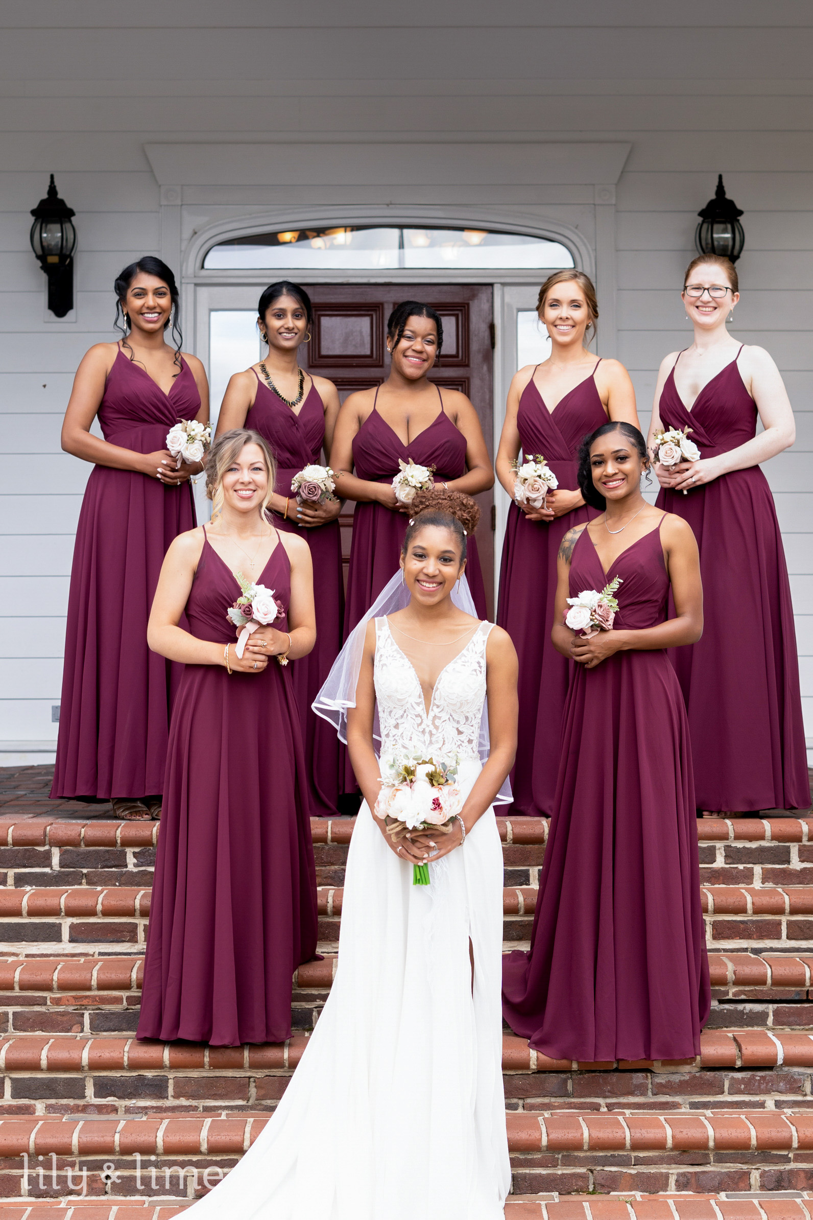 Light maroon top bridesmaid dresses