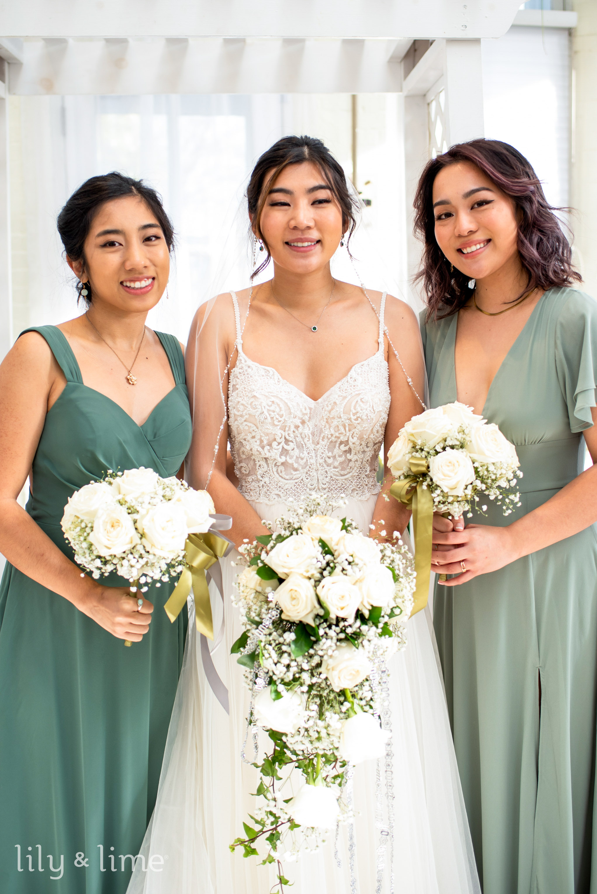 Green lily bridesmaid discount dress
