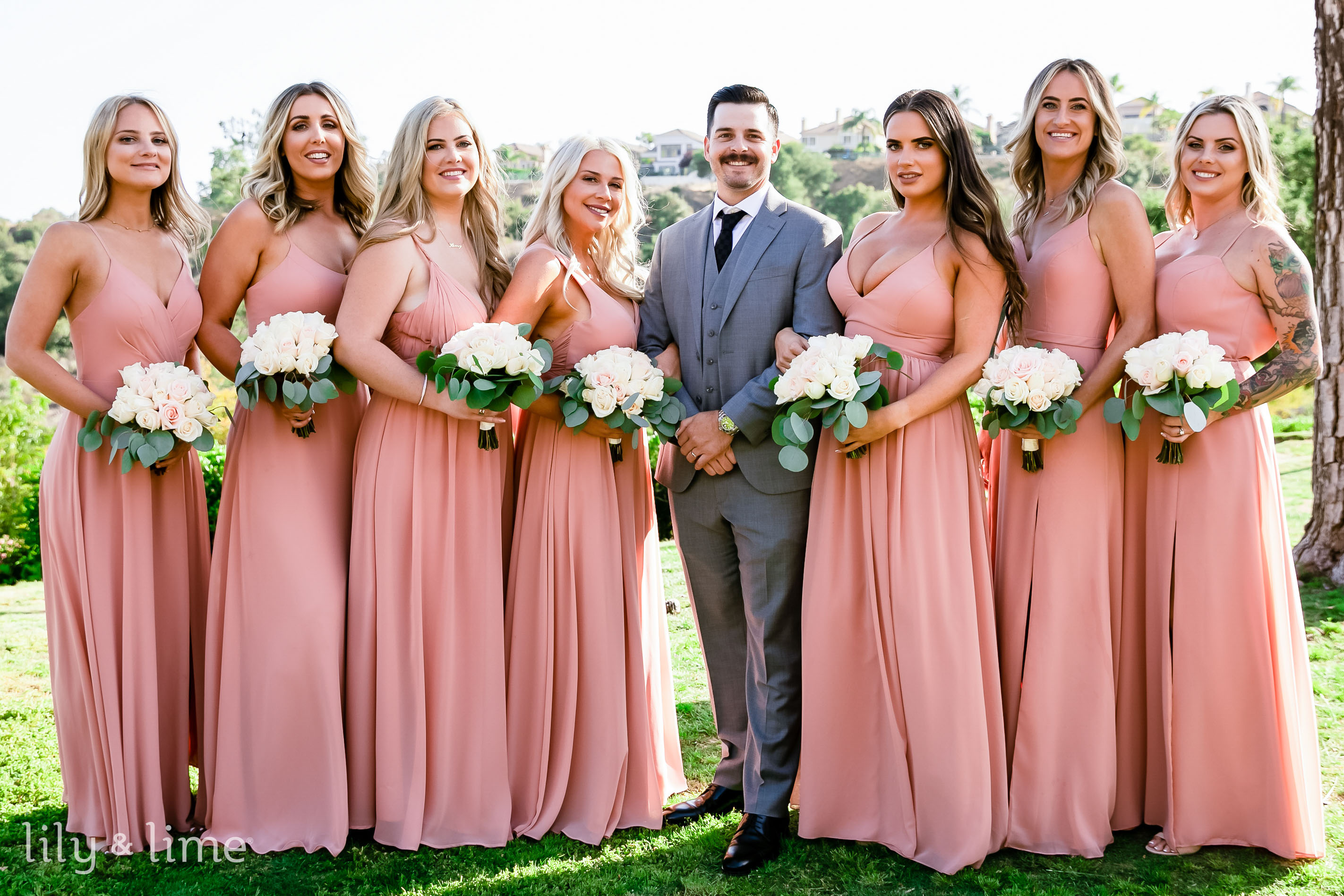 Desert coral cheap bridesmaid dresses