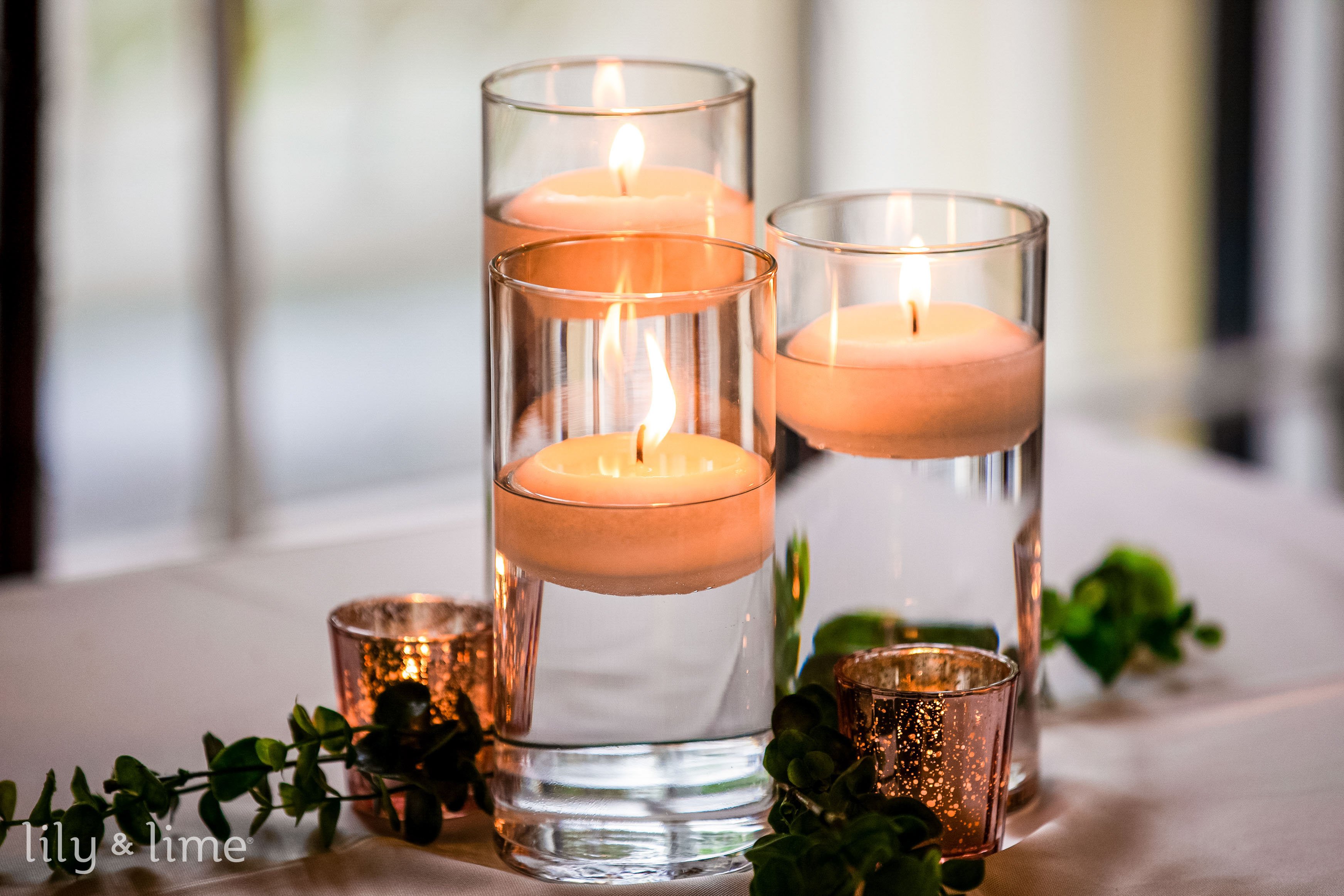 St. Louis Wedding Flowers - Cylinder Vase with Floating Candle in St Louis,  MO