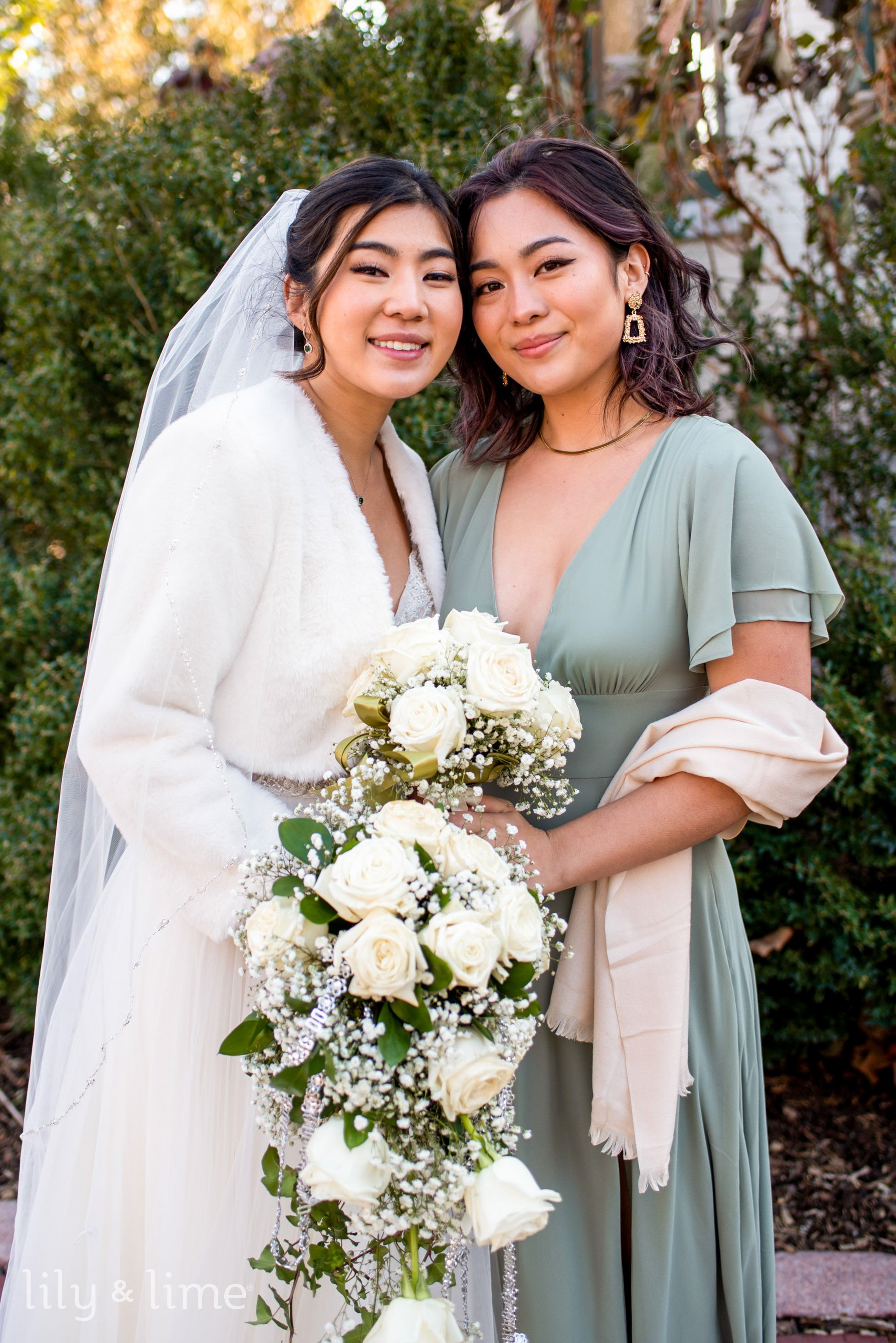 Winter bridesmaid getting ready outfits store