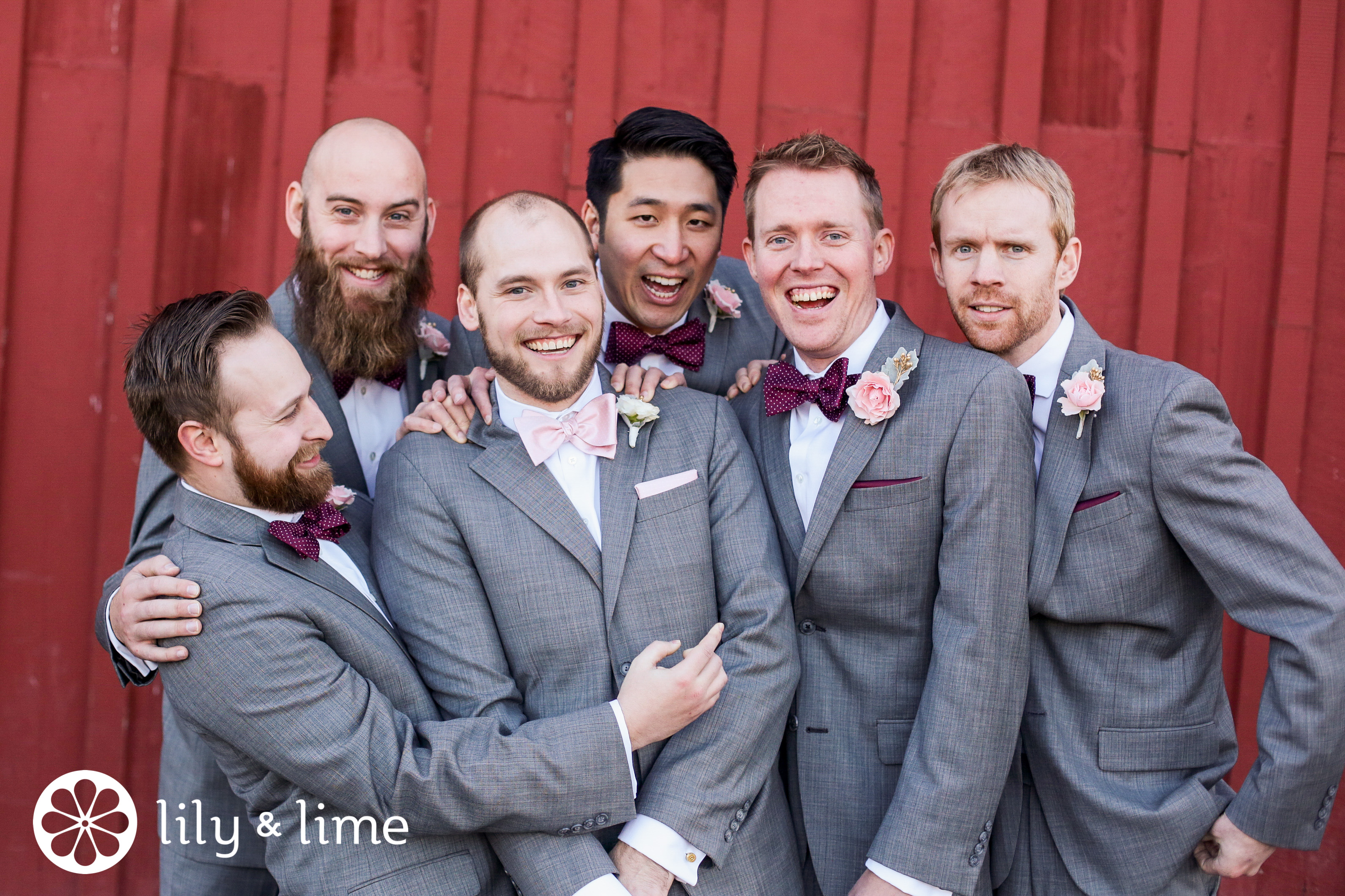 candid groomsmen group wedding photo
