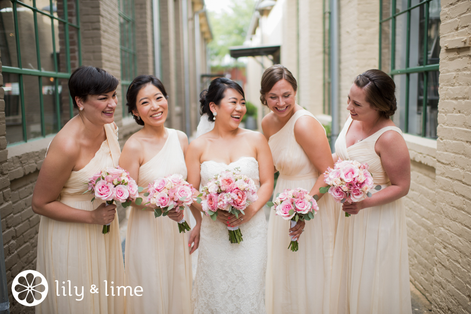 peach one shoulder bridesmaids dresses