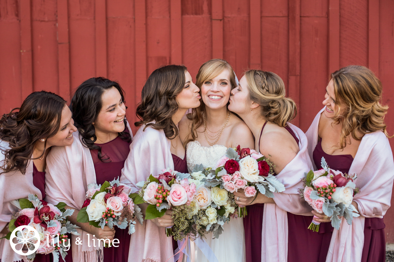blush and burgundy bridesmaids inspiration