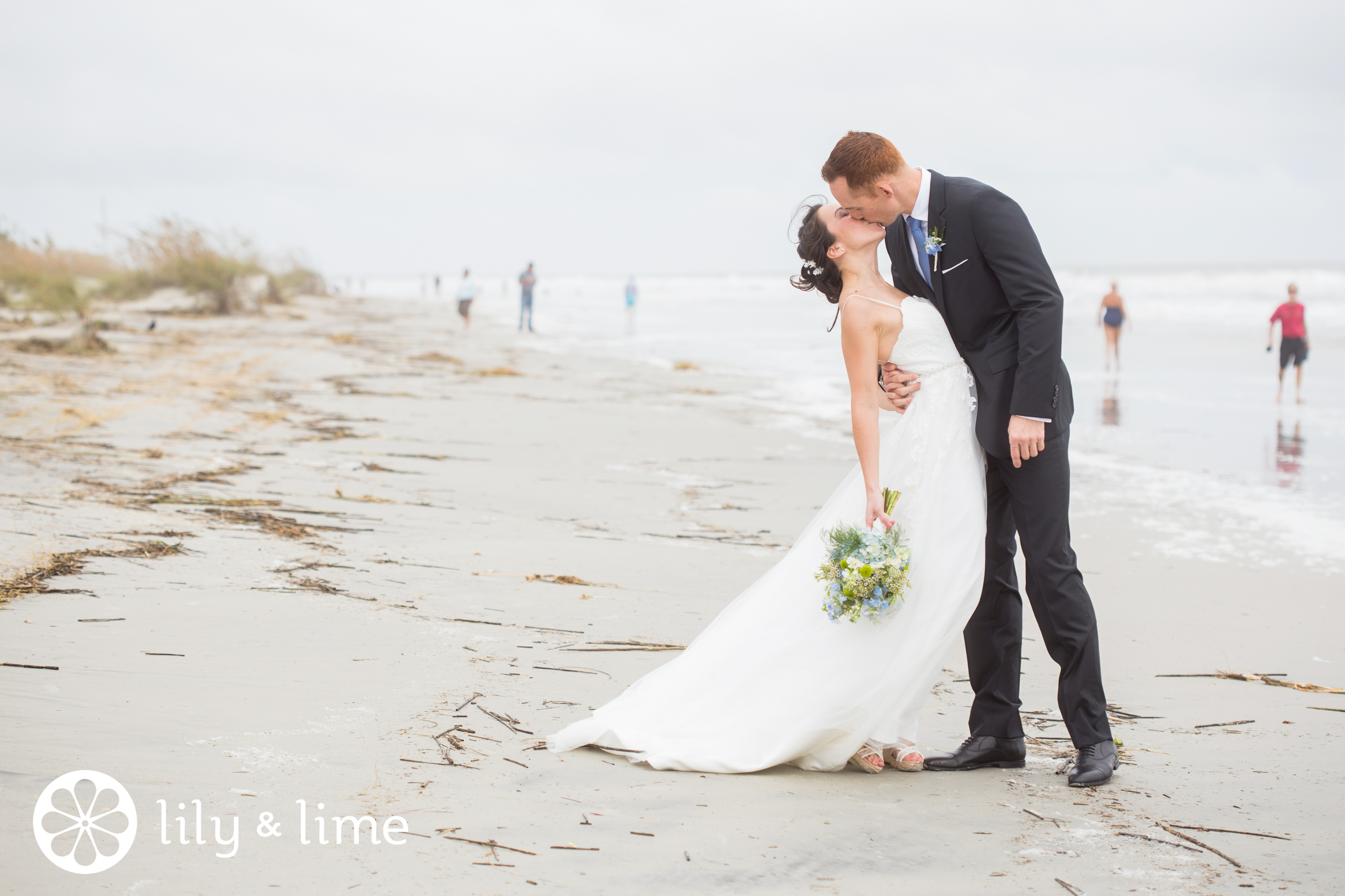 beach wedding couple photo