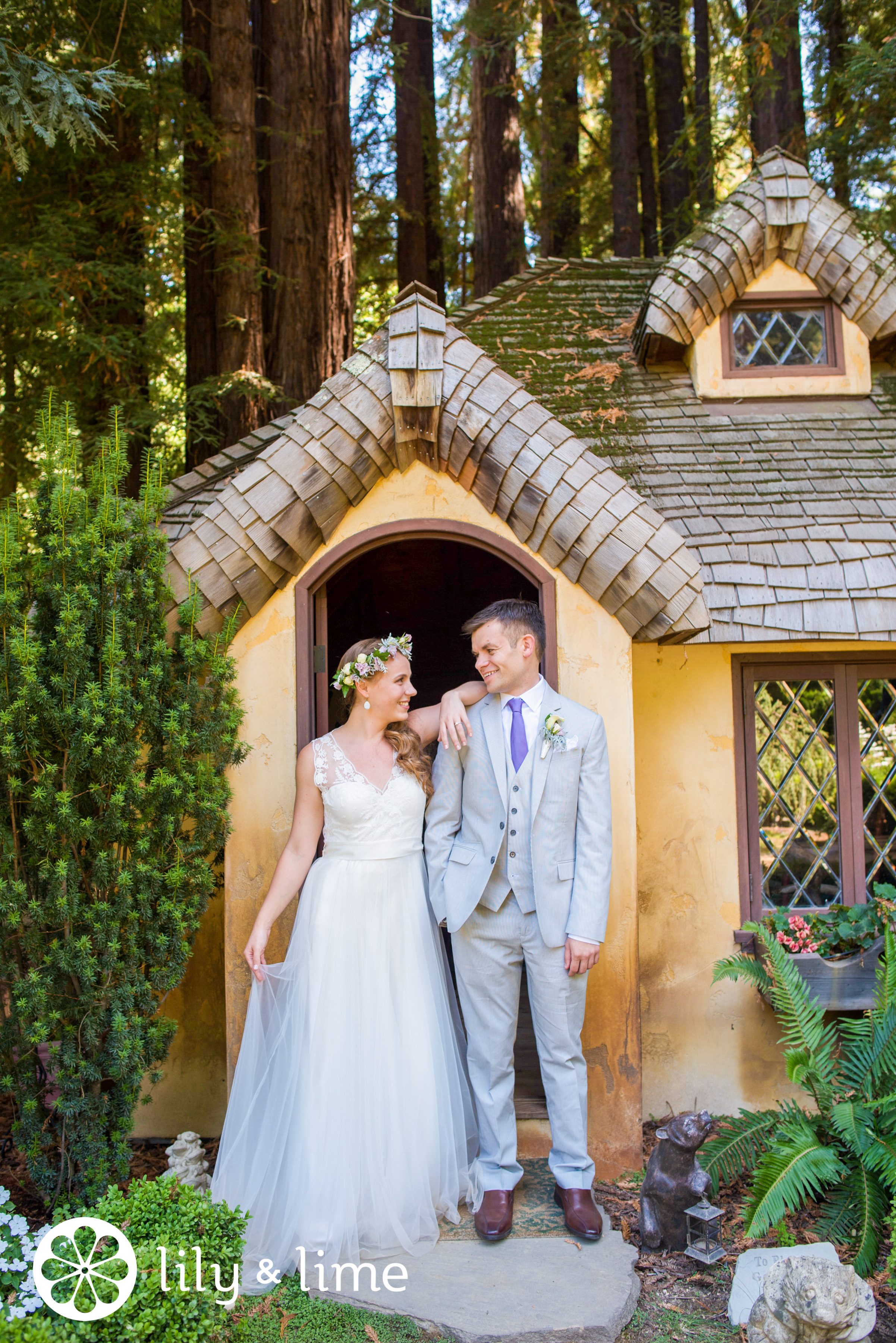 cute woodland wedding cottage photos