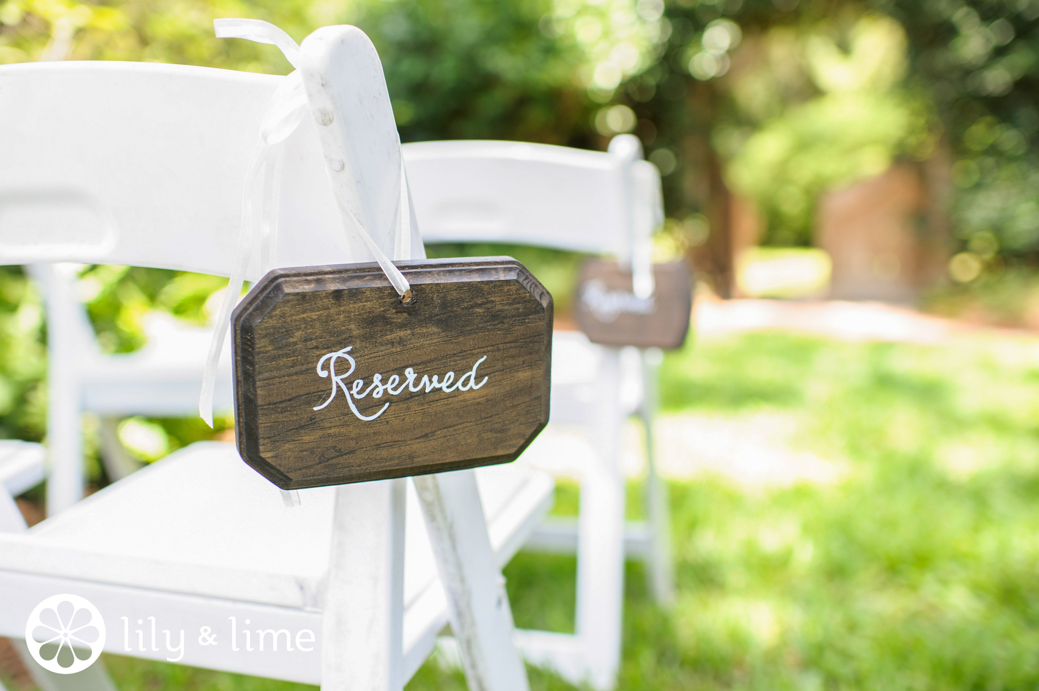 wooden wedding reserved aisle sign