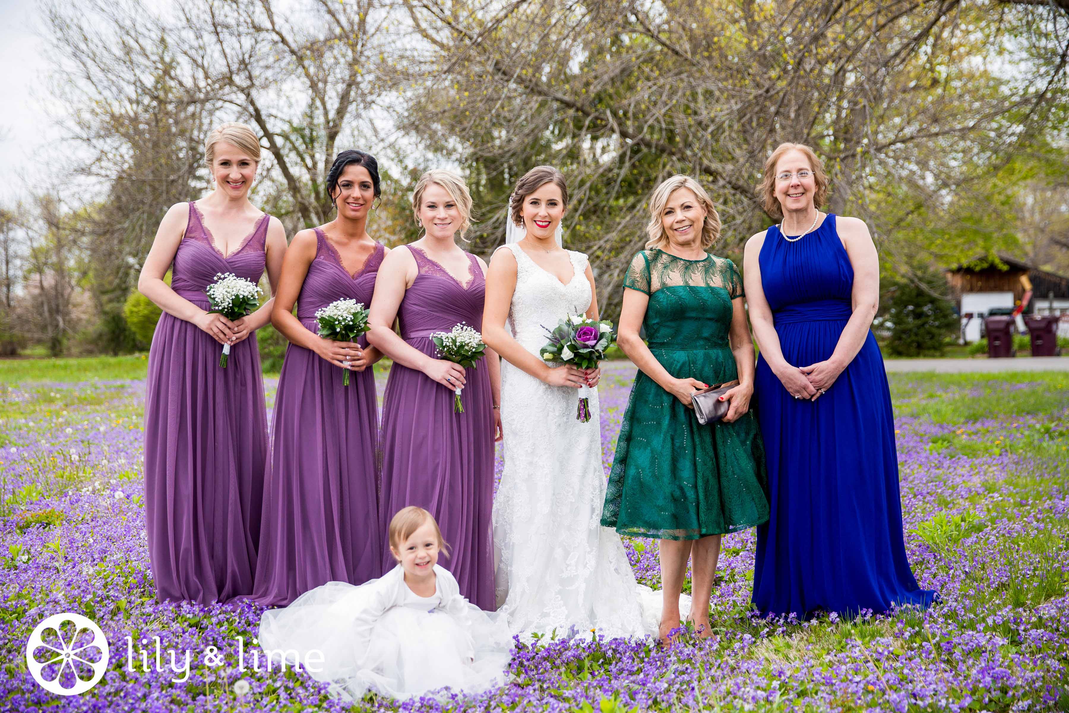 bridesmaids outdoor wedding photo