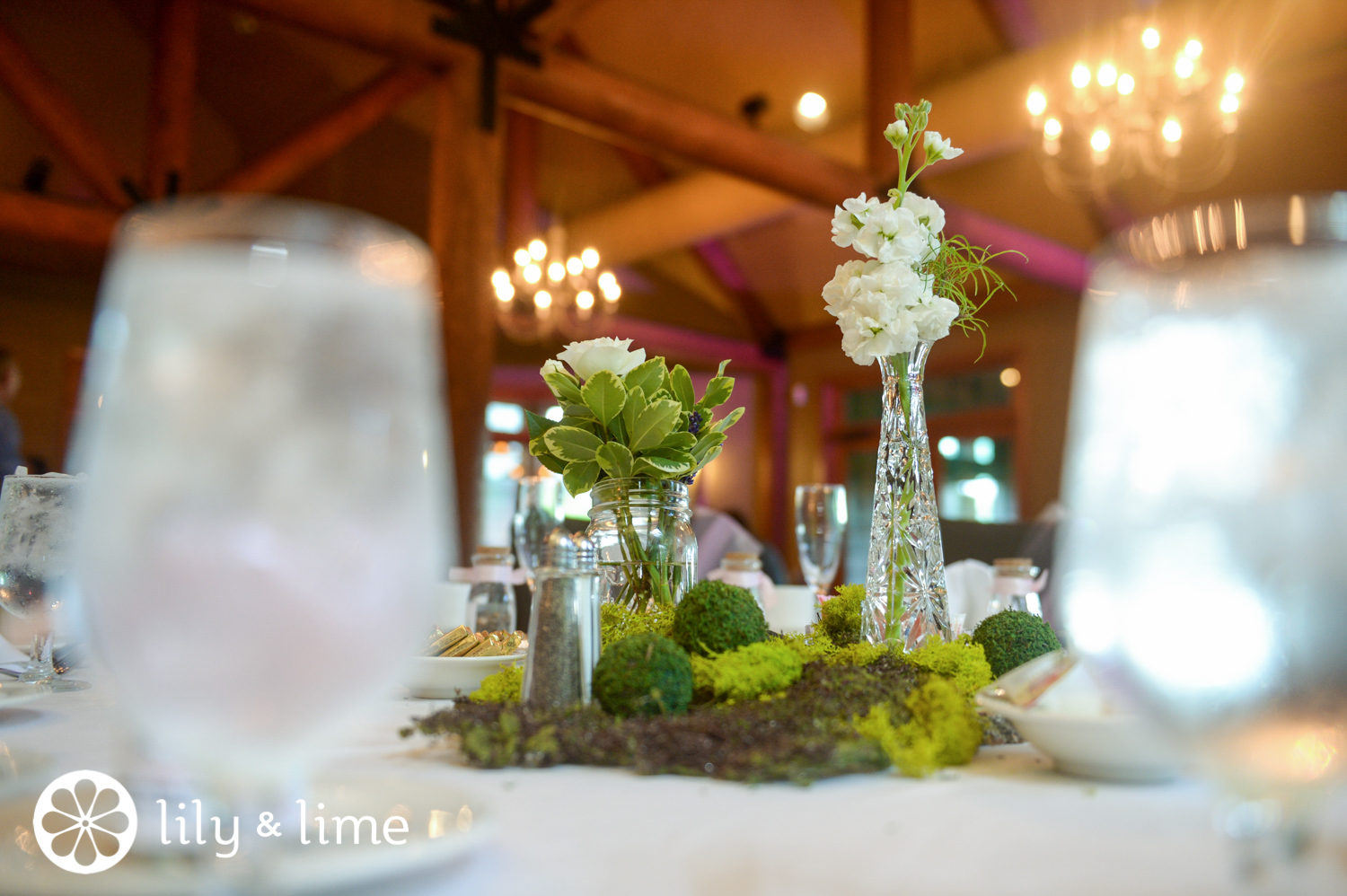 cost friendly mismatched wedding green centerpiece