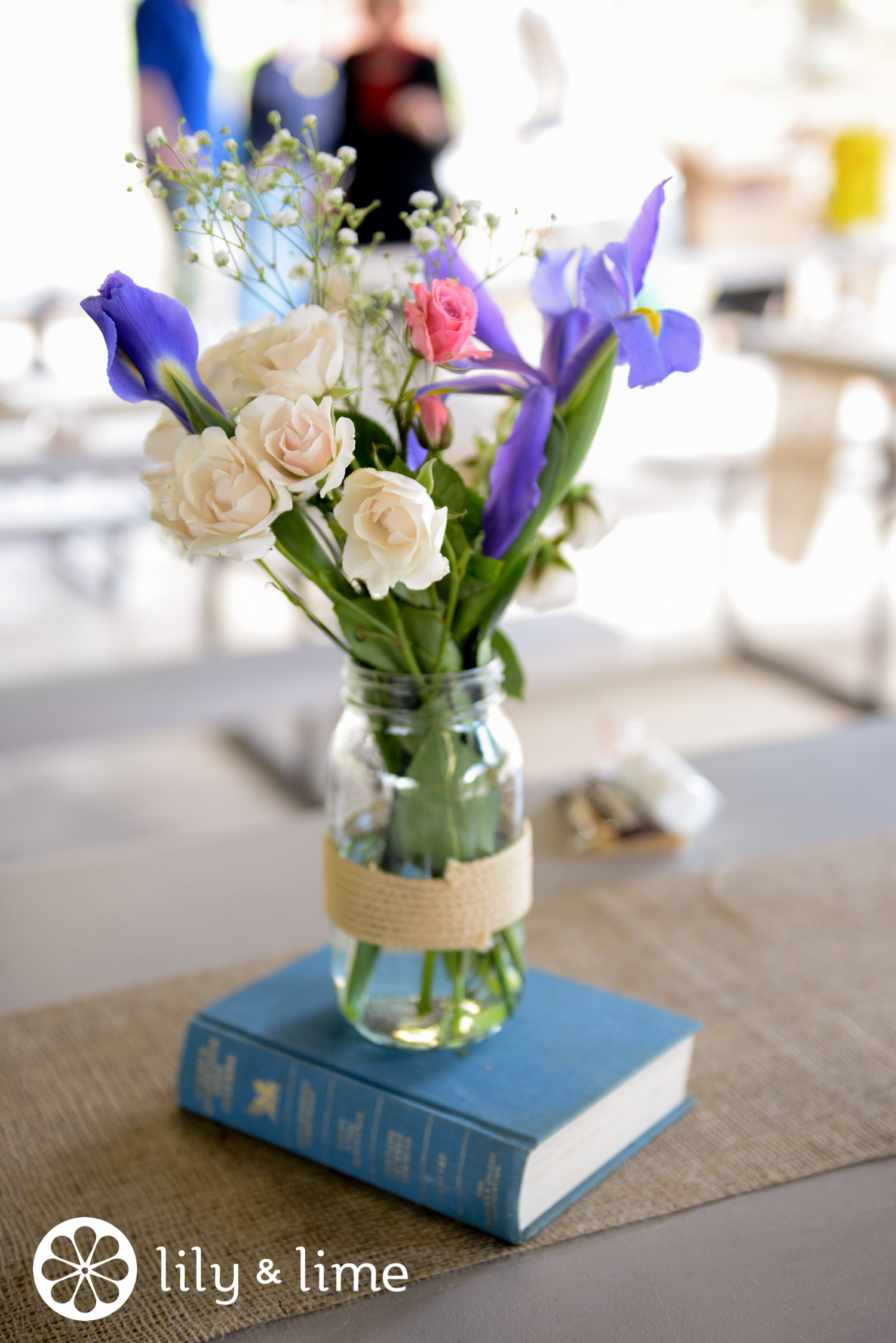 mason jar book wedding flower centerpiece