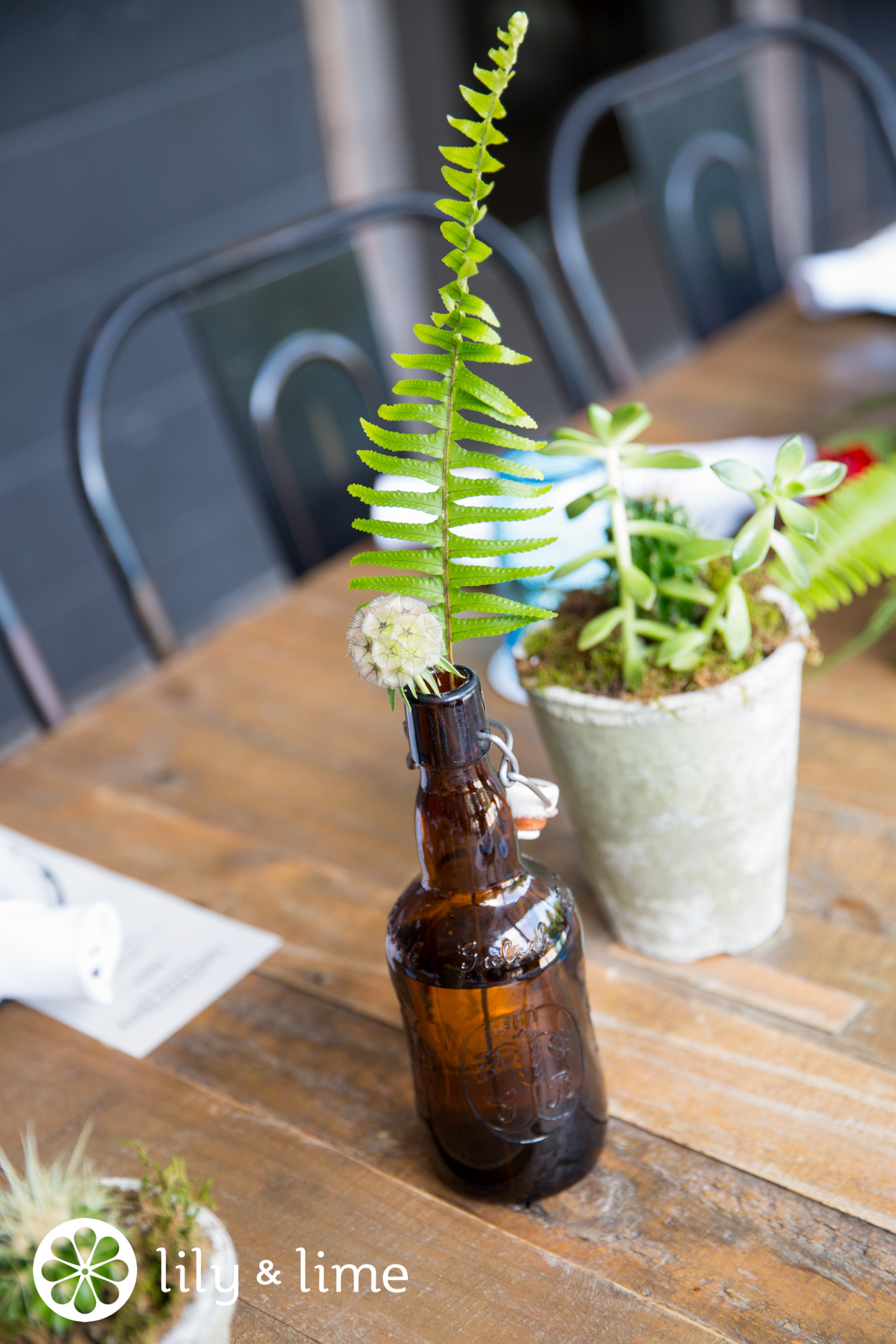 DIY beer bottle centerpiece