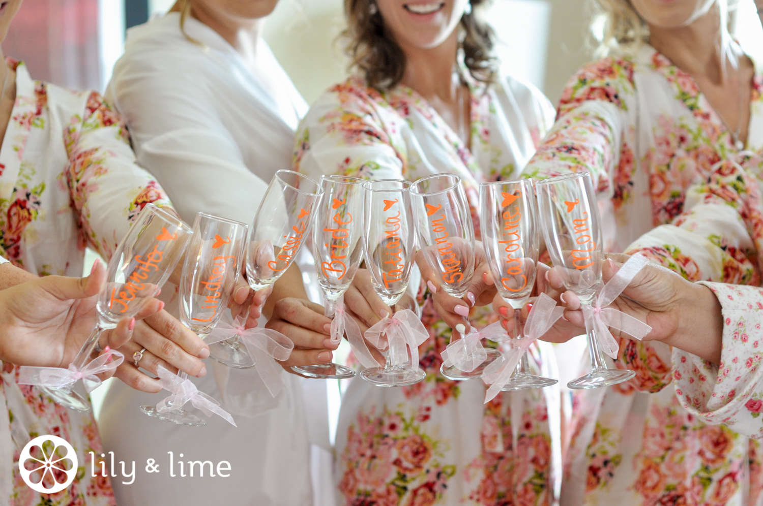DIY bridesmaids champagne flutes