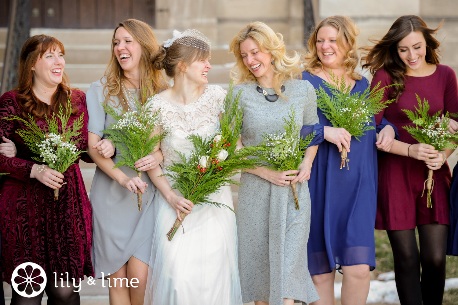 mismatched fall winter bridesmaids ideas