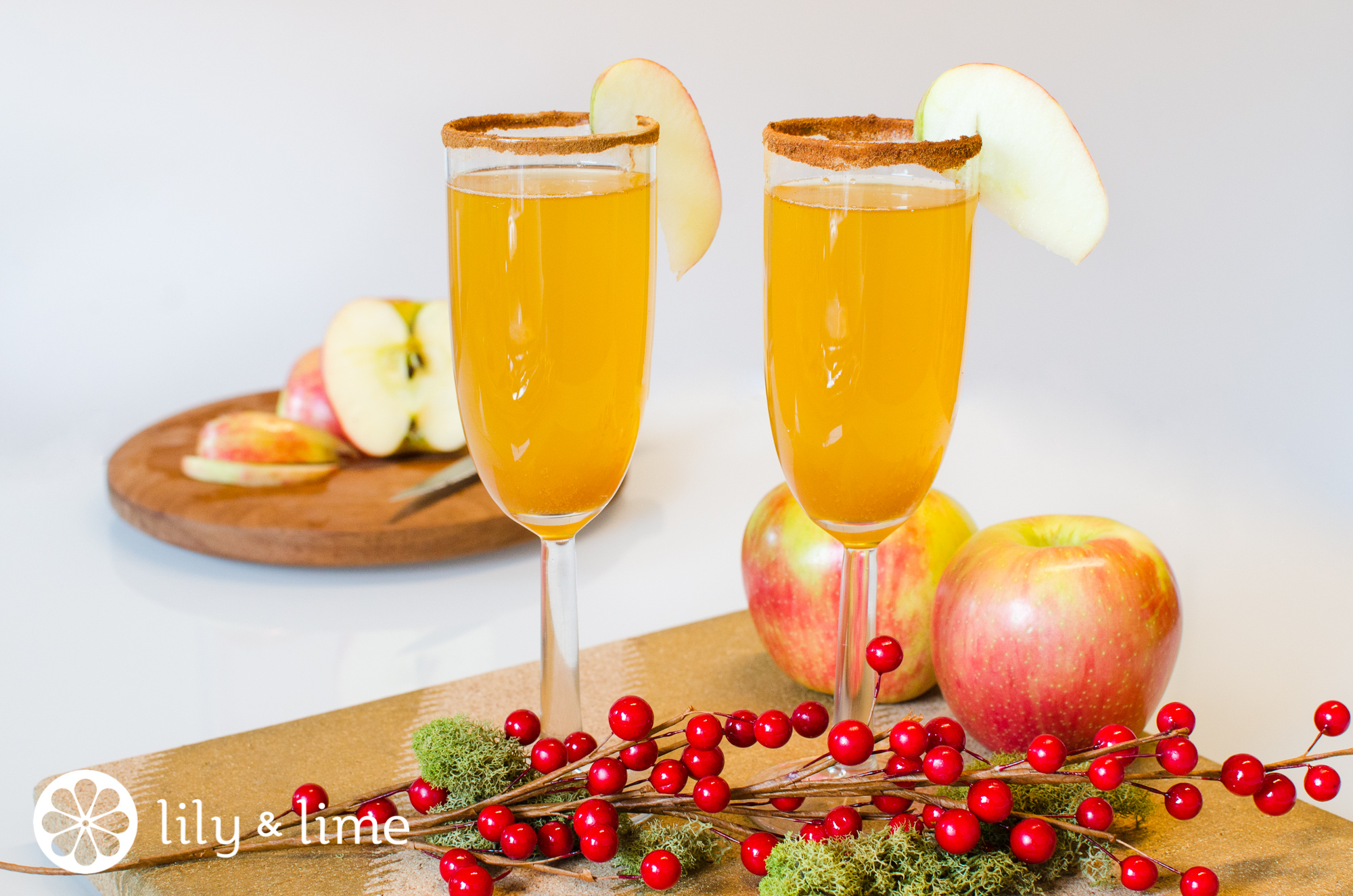 fall cocktails apple cider mimosa