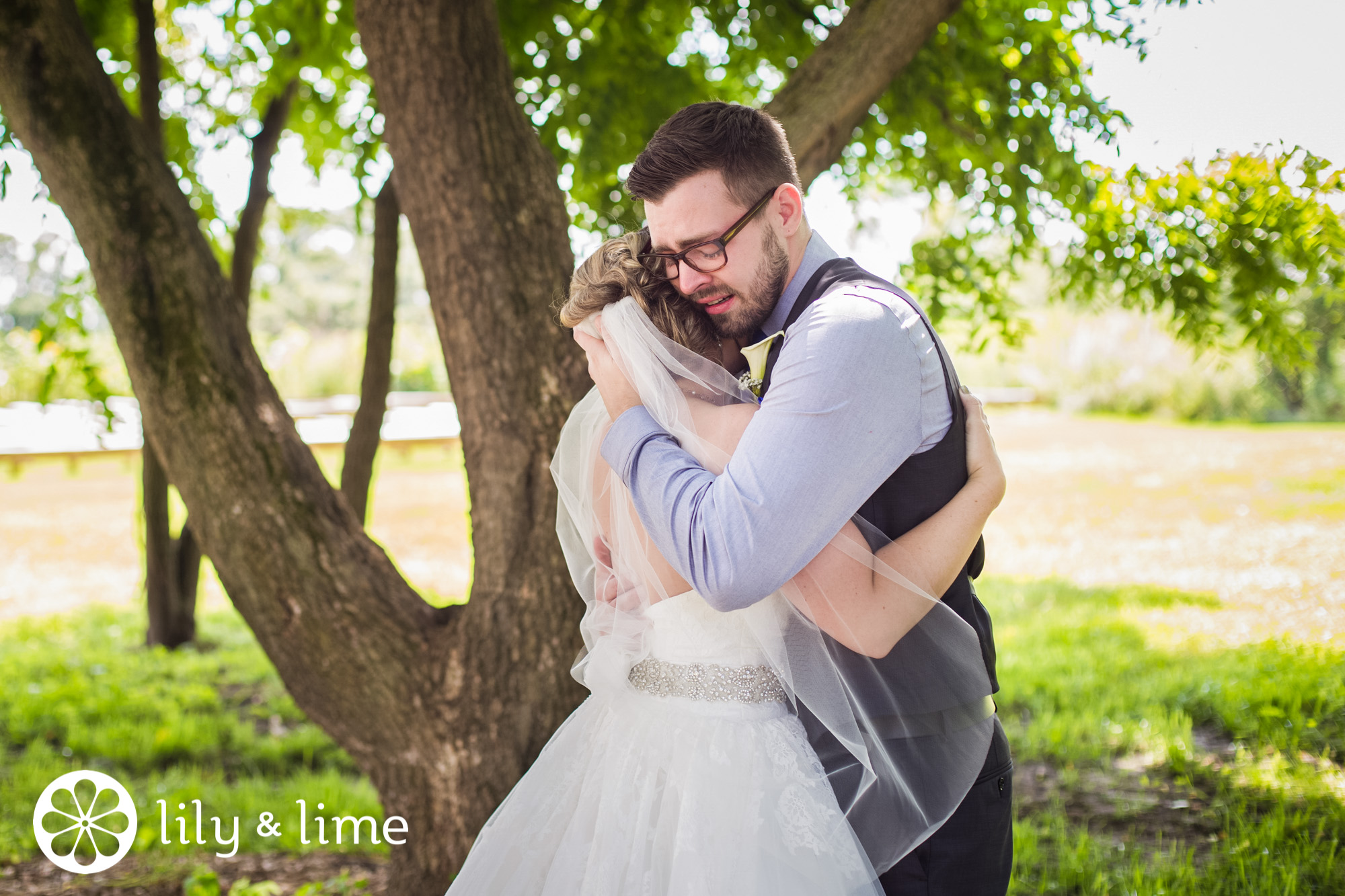 bride and groom first look wedding photo