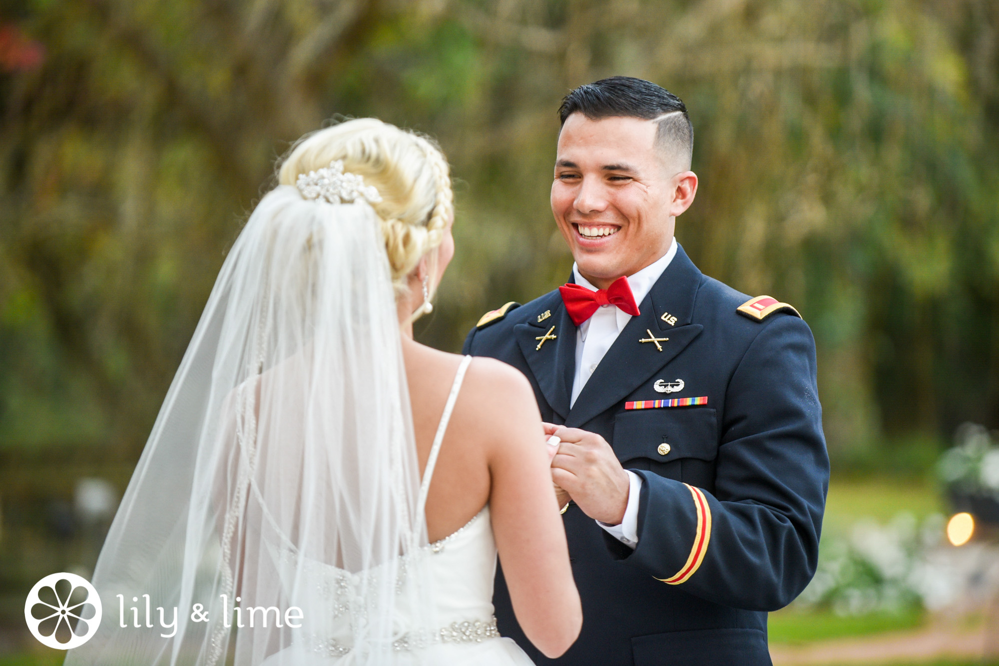 military groom first look photo