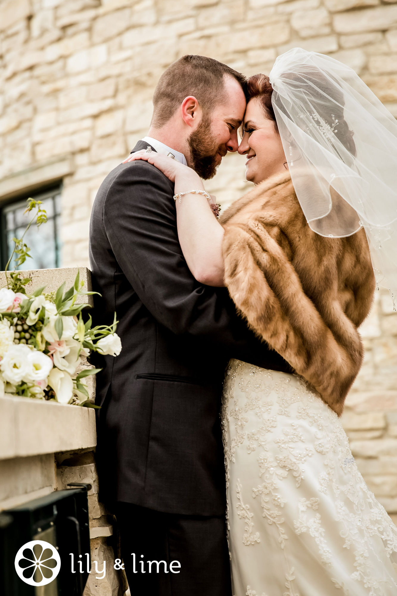 faux fur winter wedding wrap