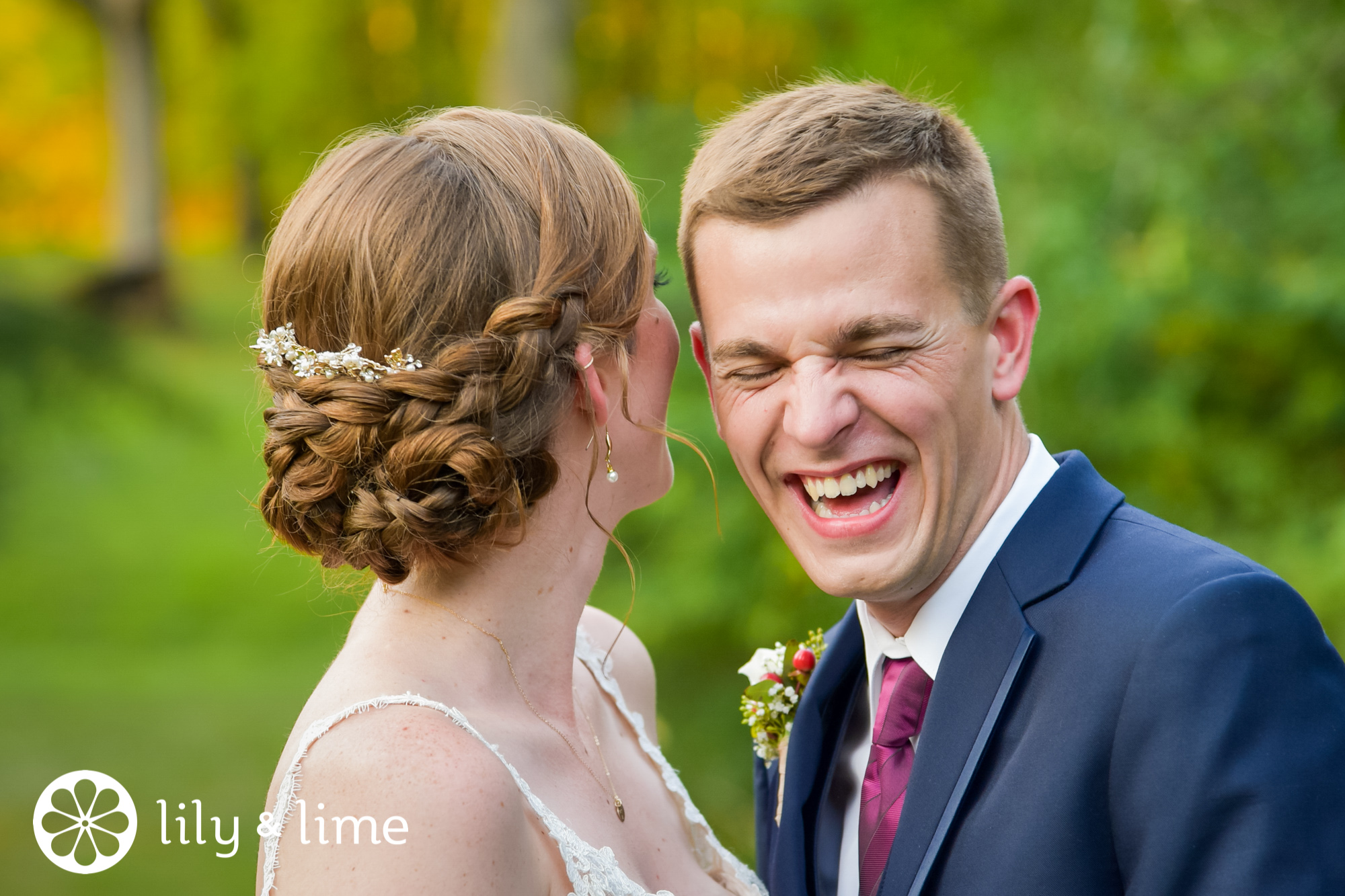 candid bride and groom wedding photo