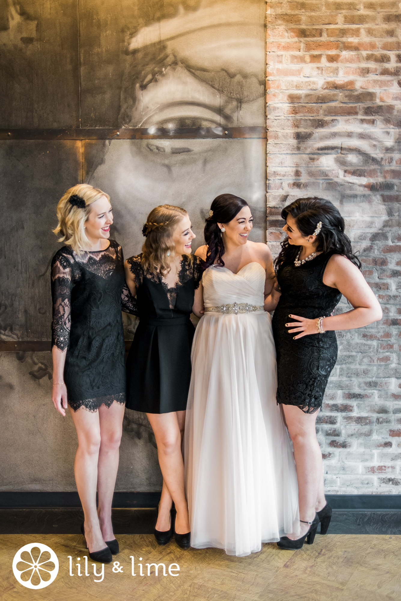 black mismatched bridesmaids dresses