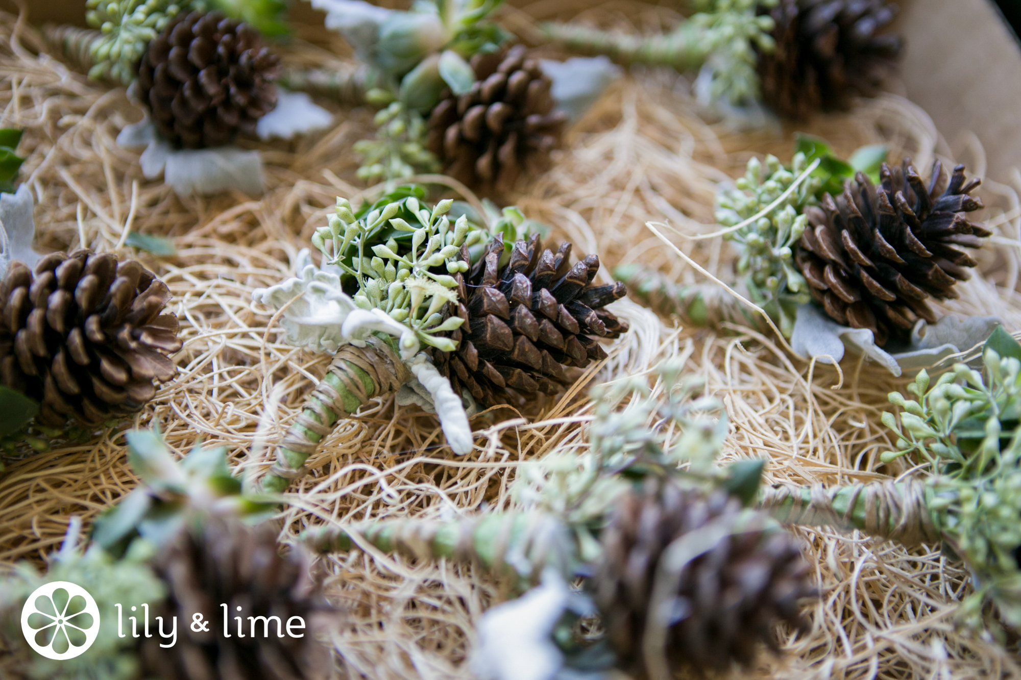 winter wedding pinecones