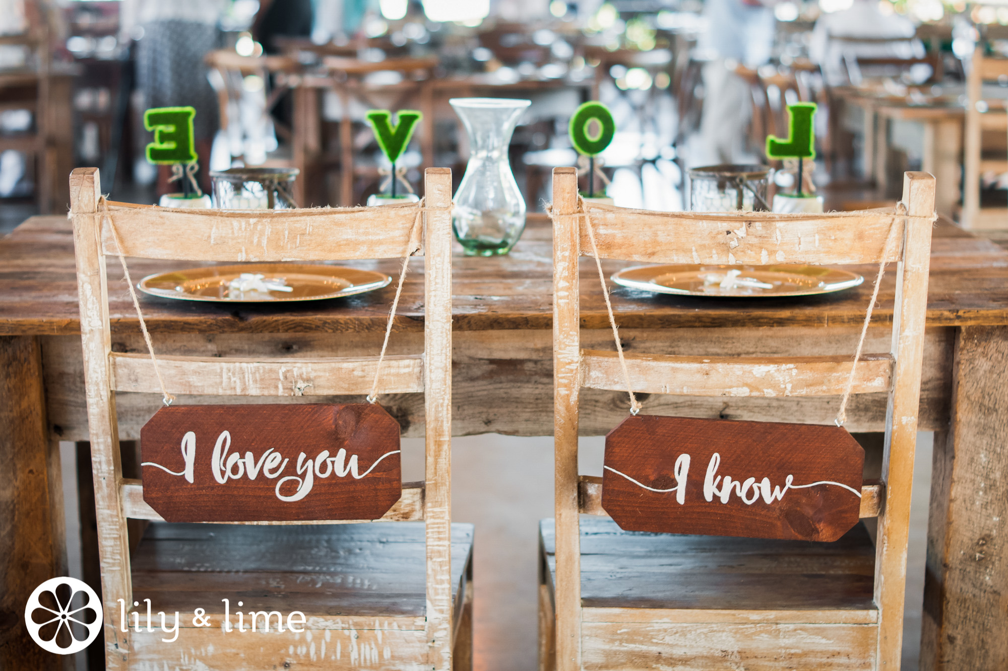 bride and groom sweetheart table signs