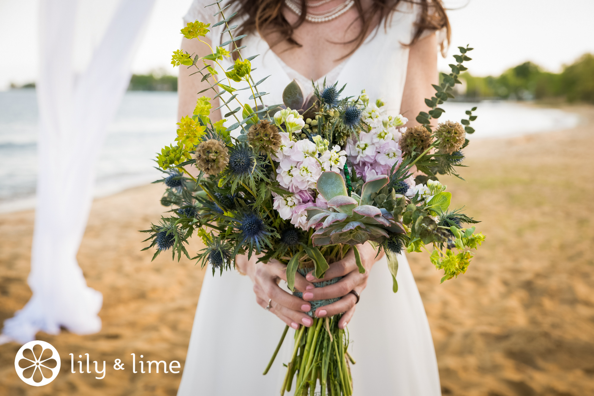 mixed hand gathered wedding bouquet