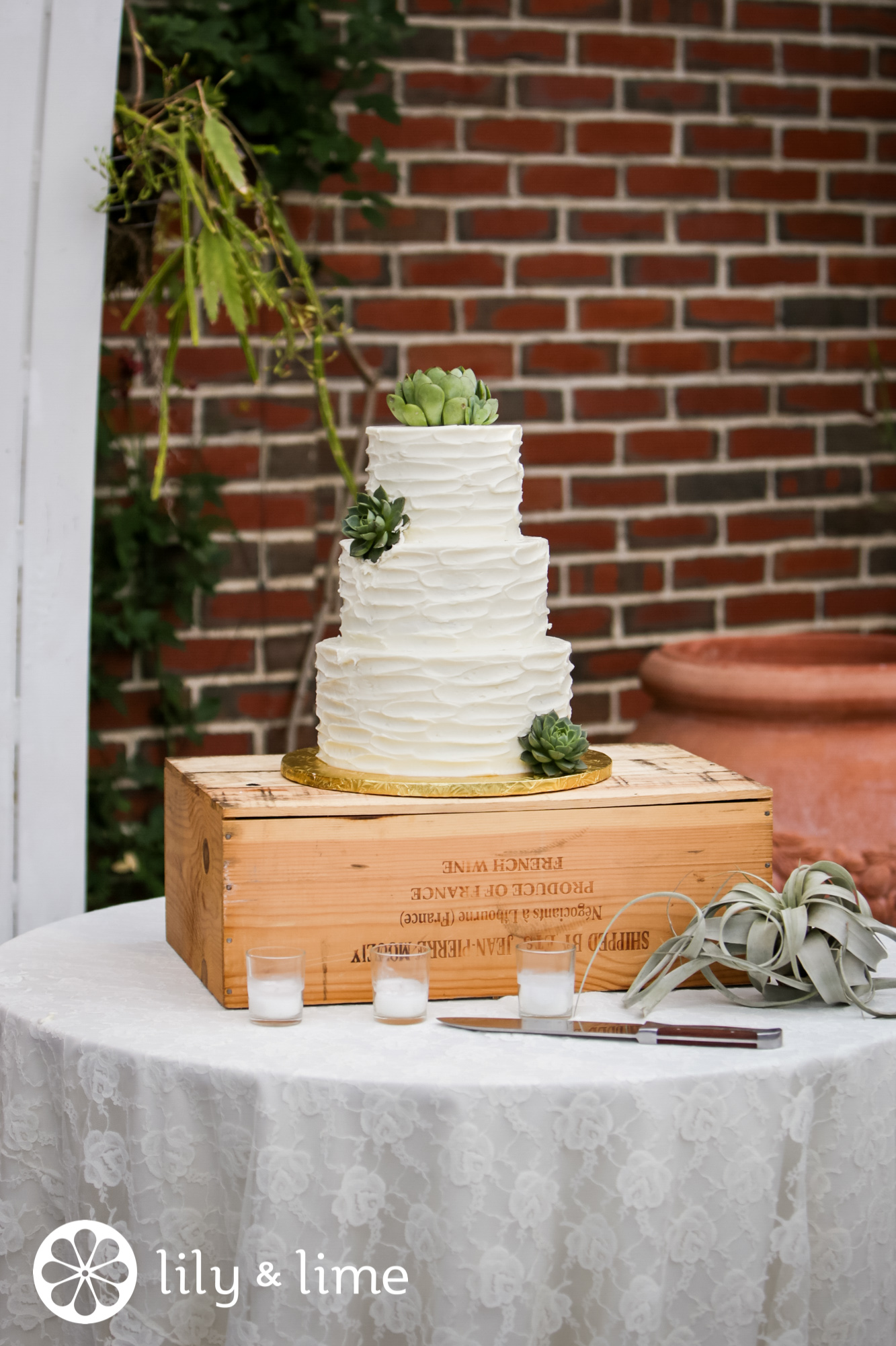wedding cake with succulent
