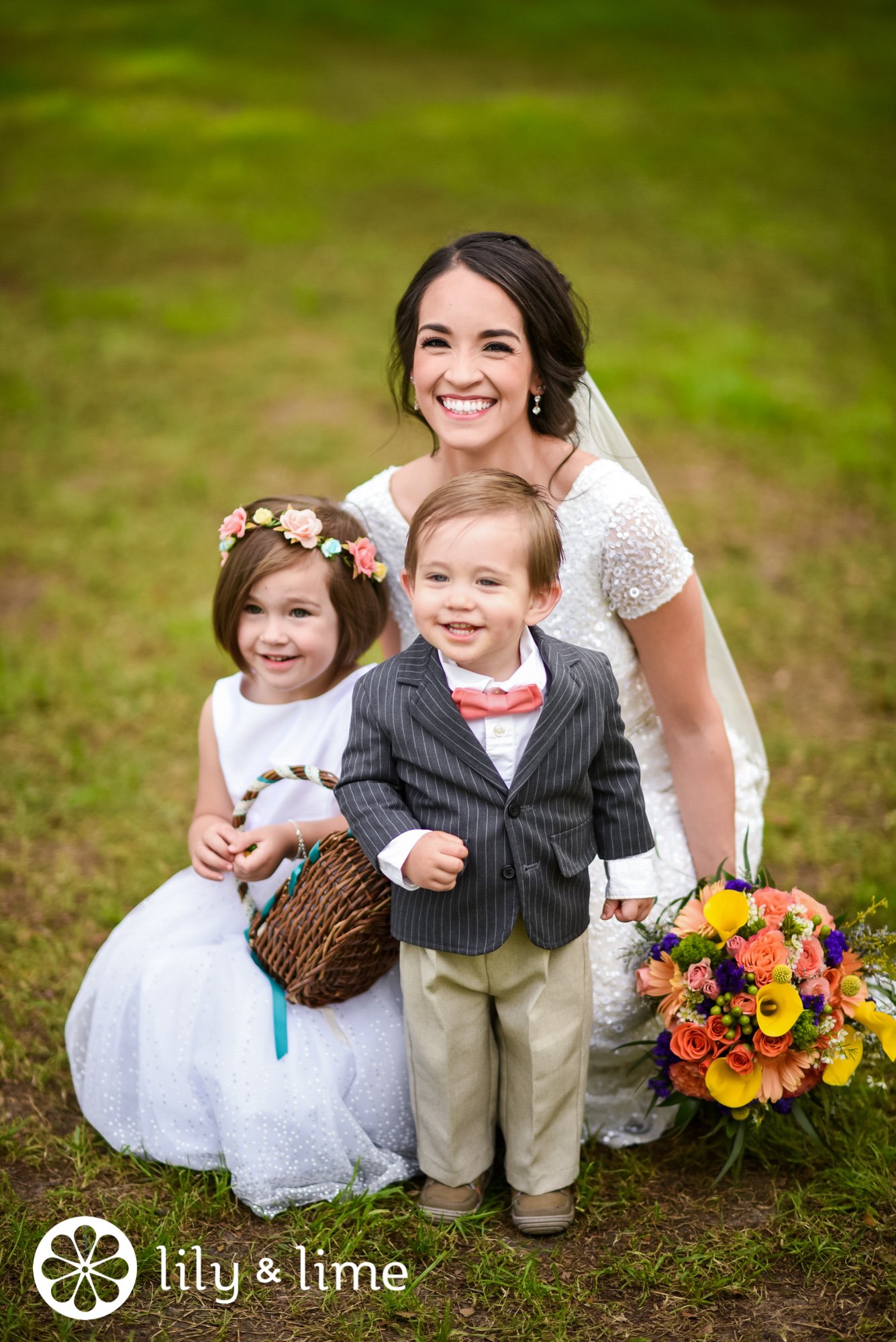 adorable kids with bride