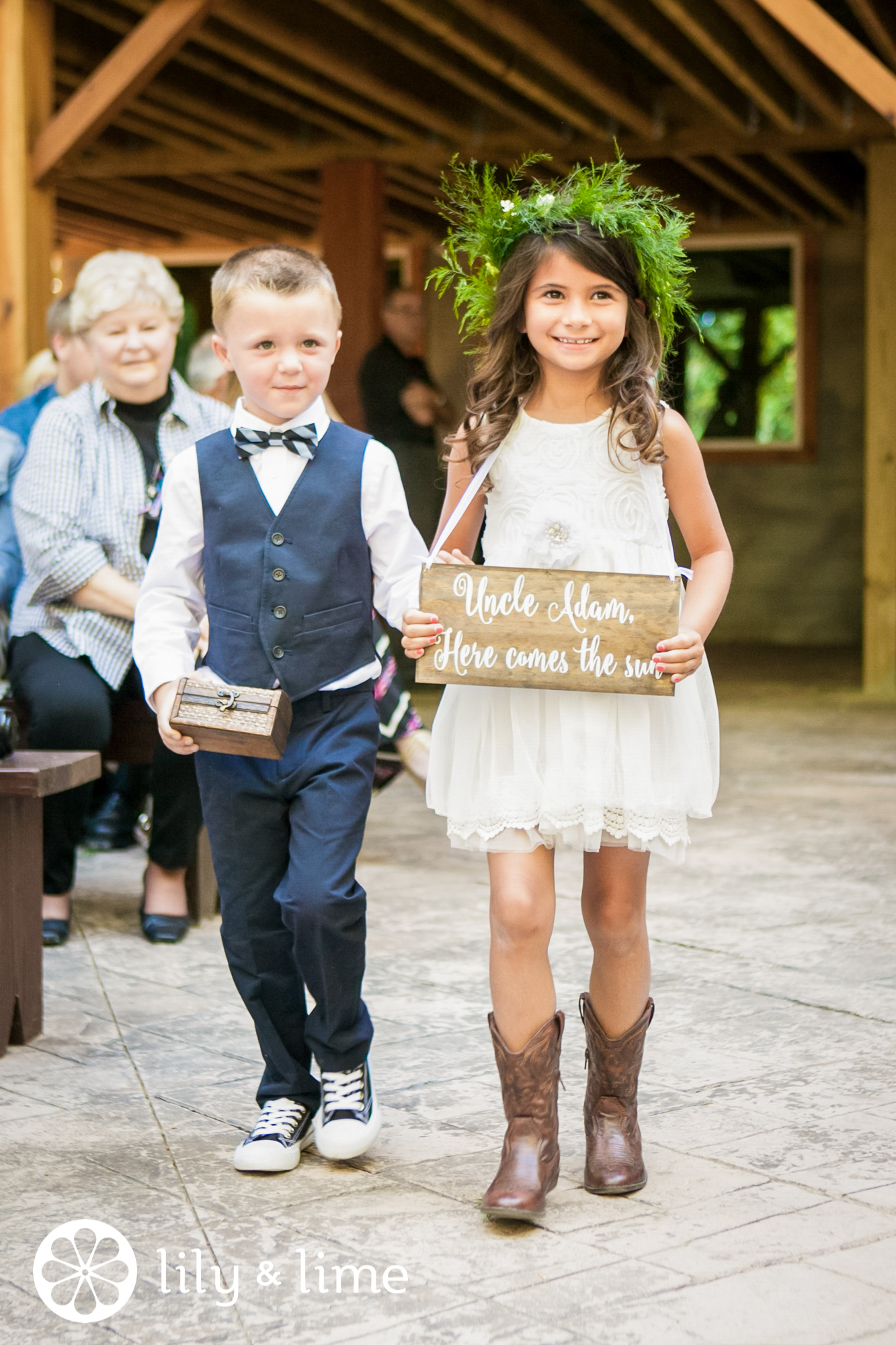 rustic style ring bearer and flower girl