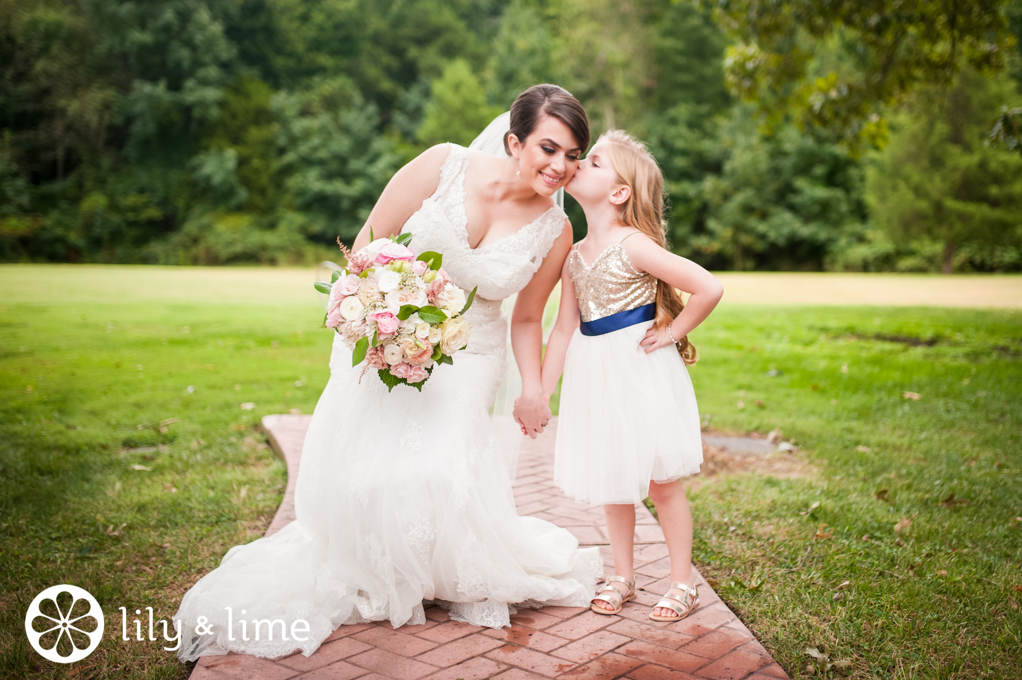 bride with flower girl