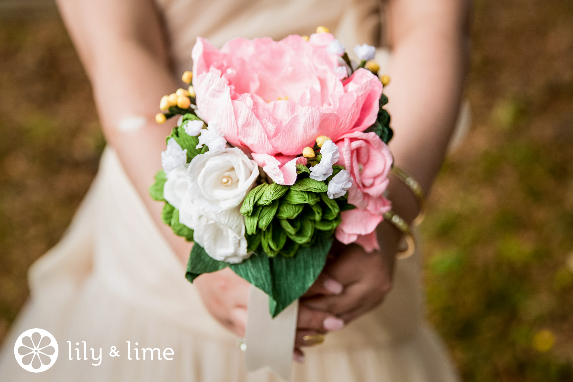 crepe paper wedding bouquet