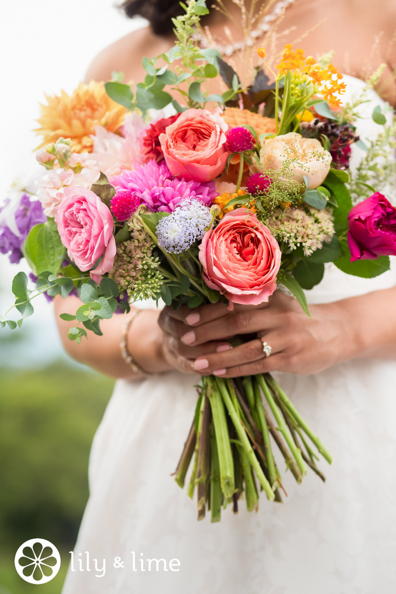 pink spring wedding bouquet