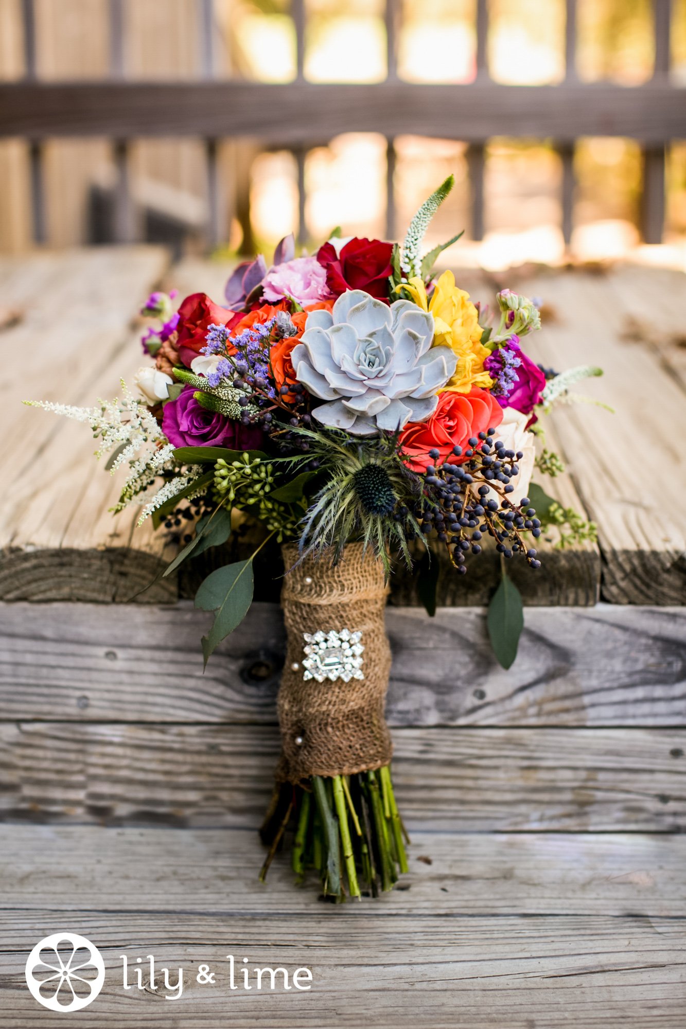 bold succulent wedding bouquet