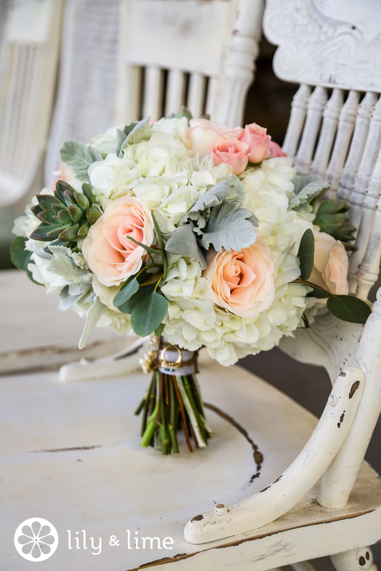 succulent cream wedding bouquet