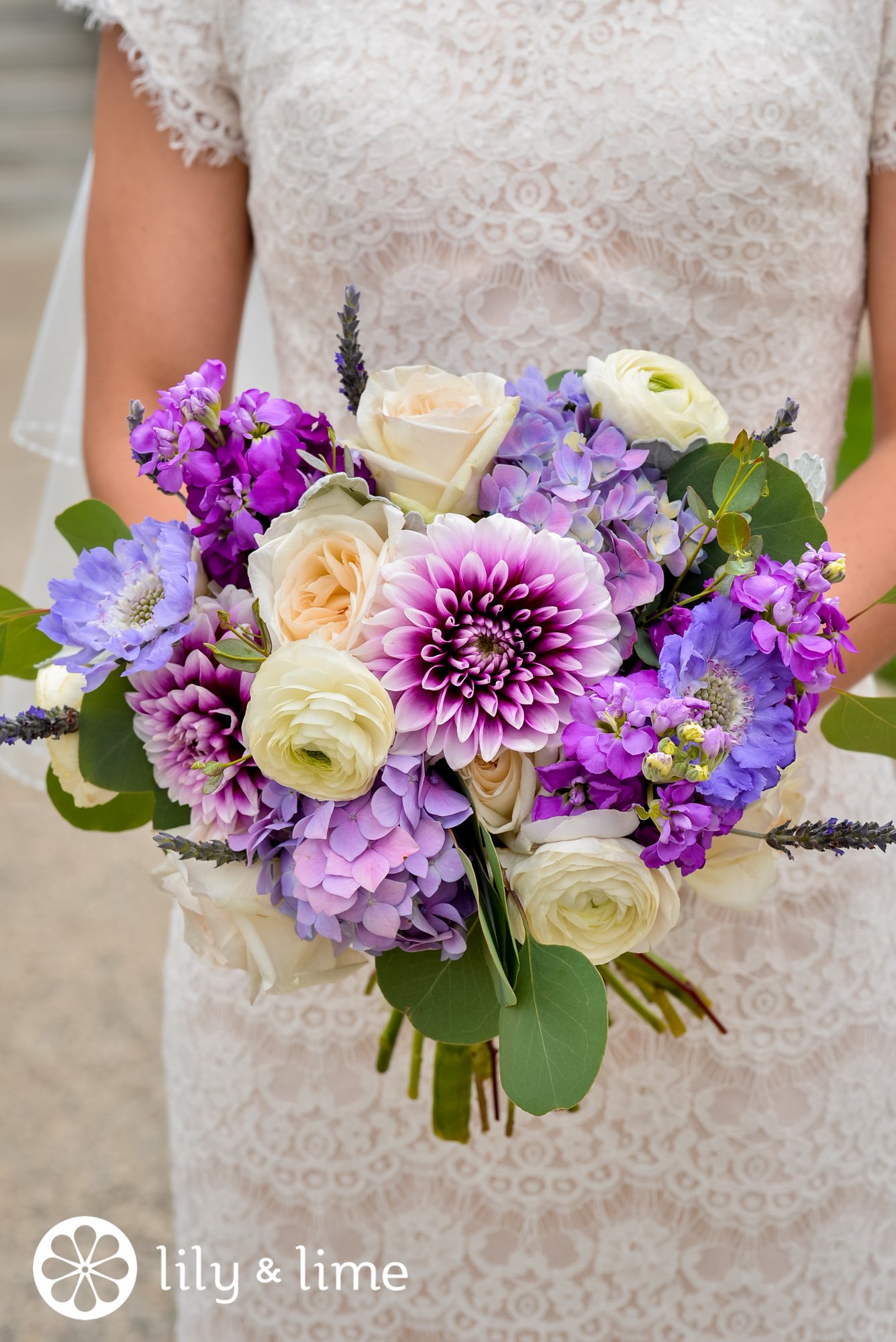 pastel purple spring wedding bouquet
