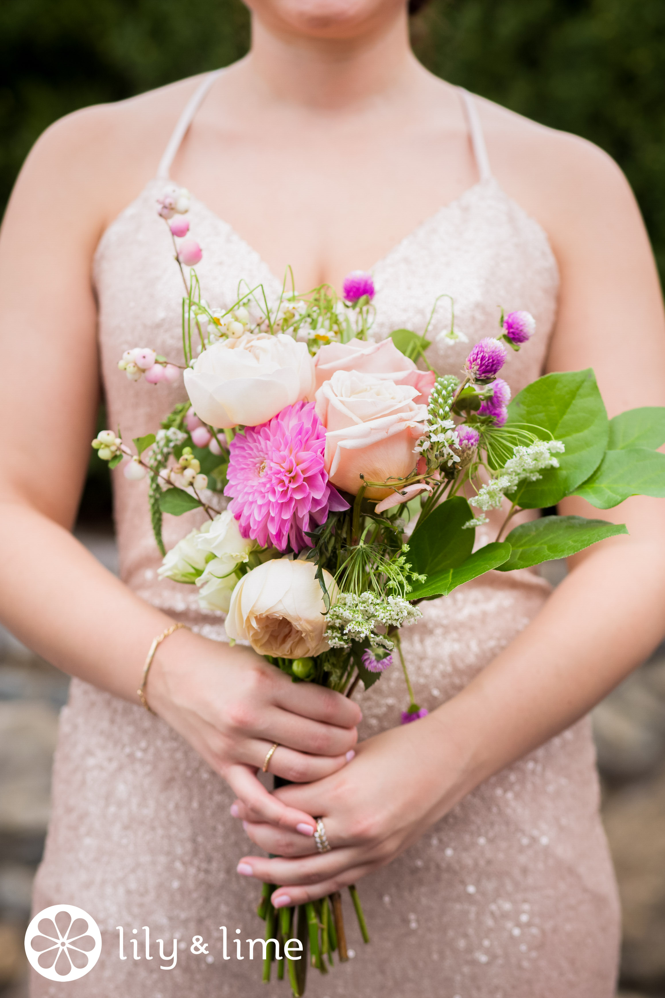 blush bridesmaids wedding bouquet