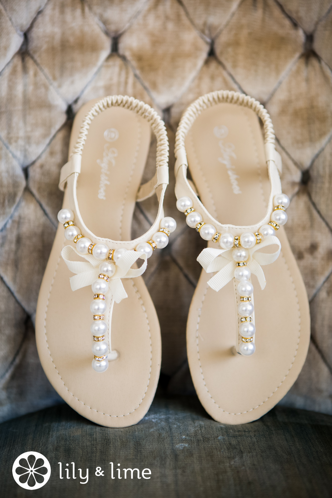 pearl wedding flat sandals