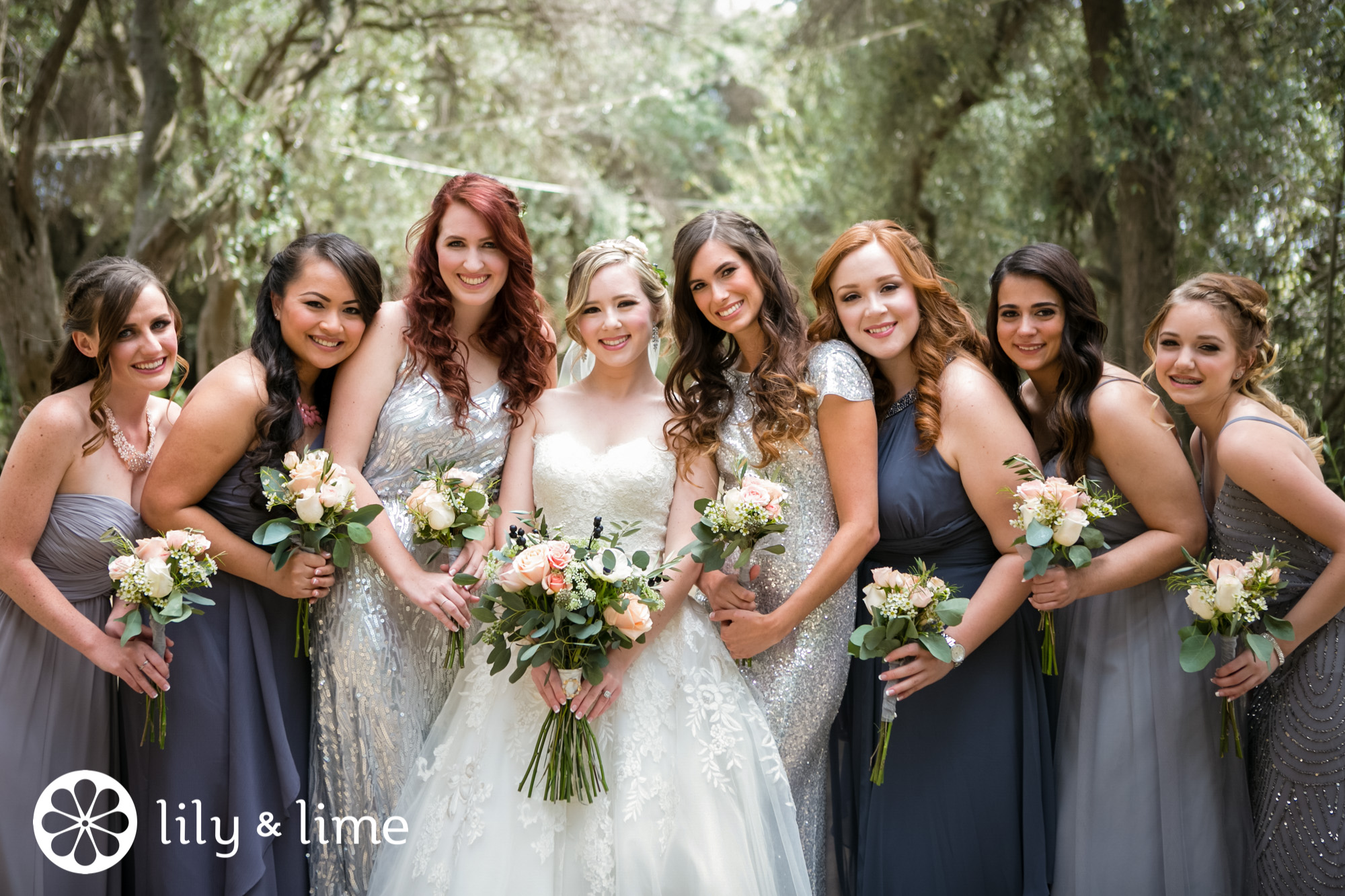 Floral Non-Matching Bridesmaid Dresses