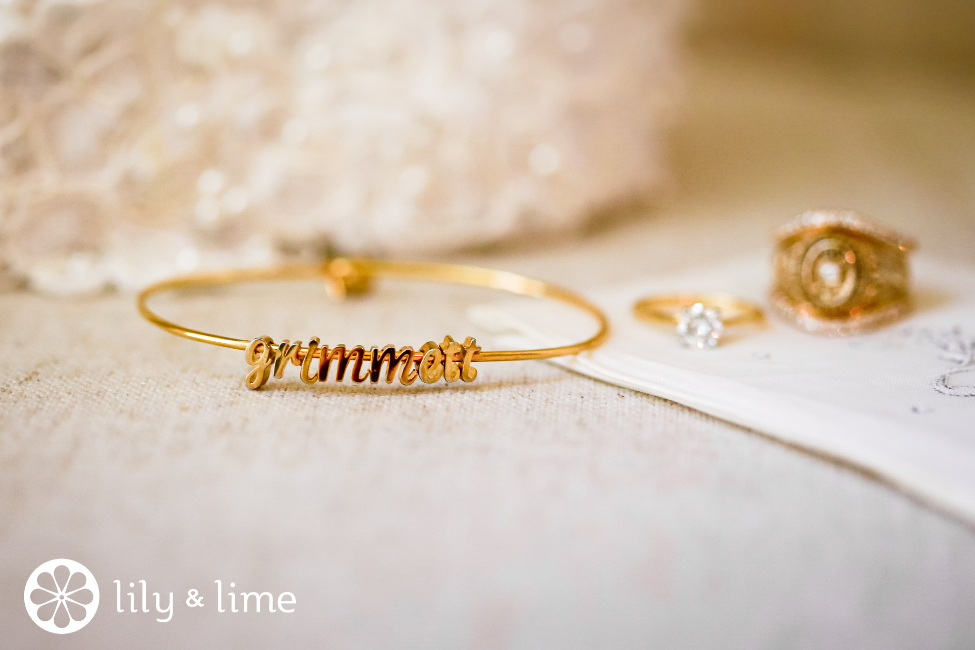 minimal gold custom wedding bracelet