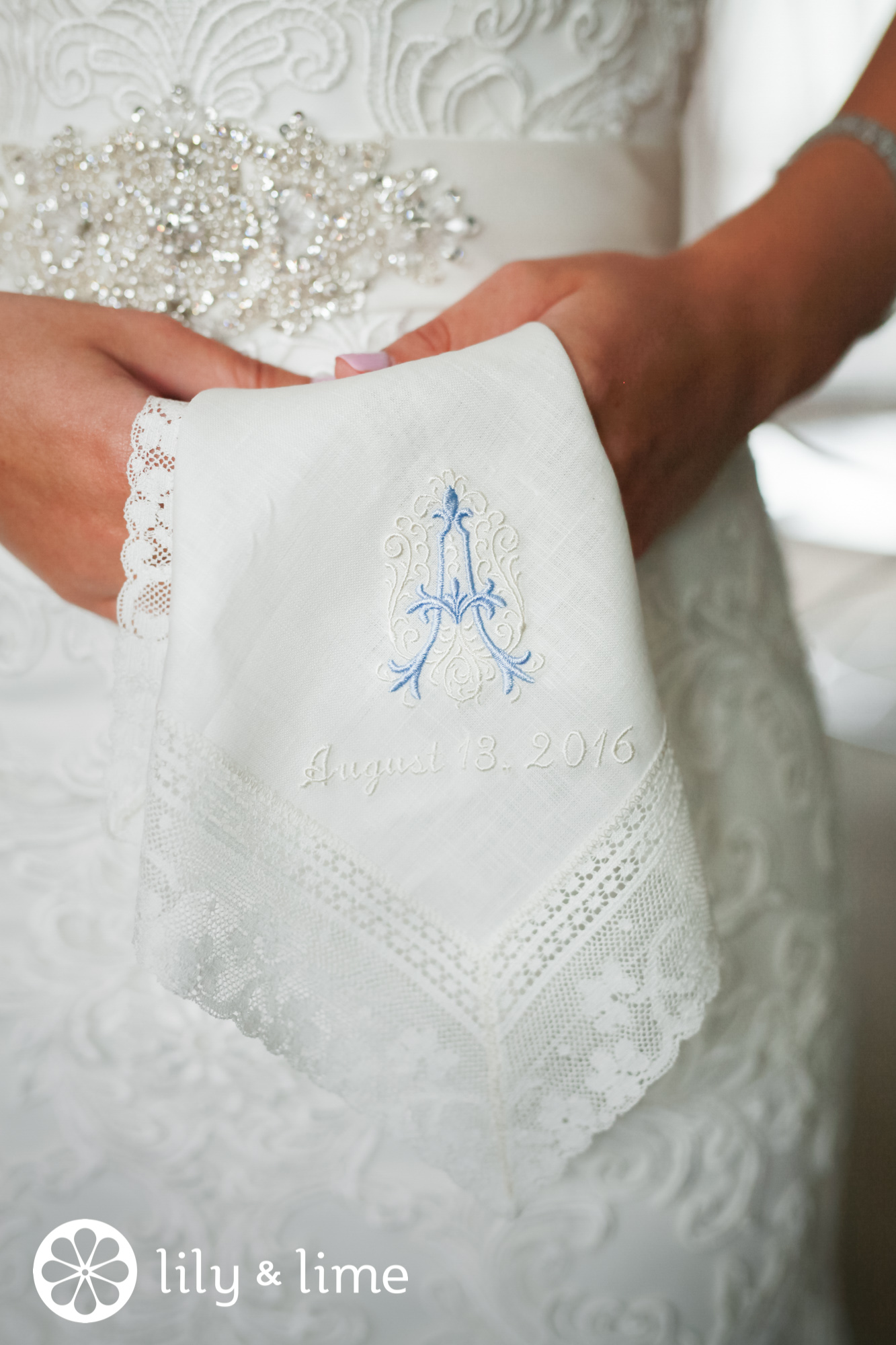 embroidered wedding hanky