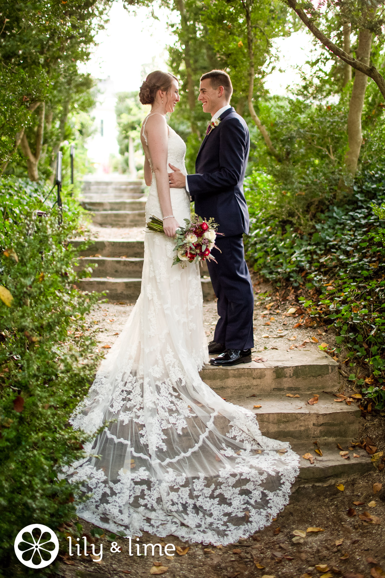 long lace bridal train