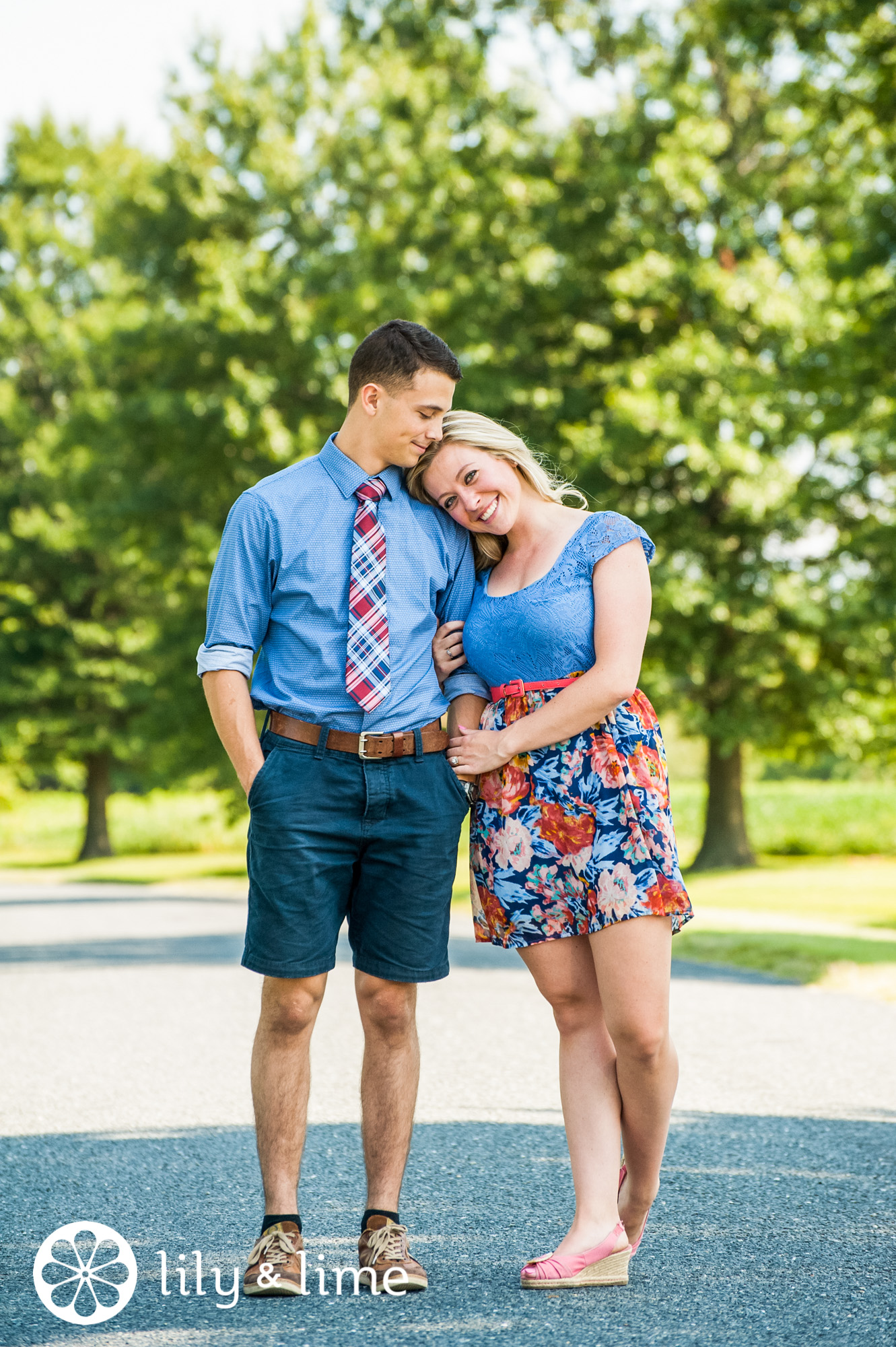 color coordinated engagement session outfits