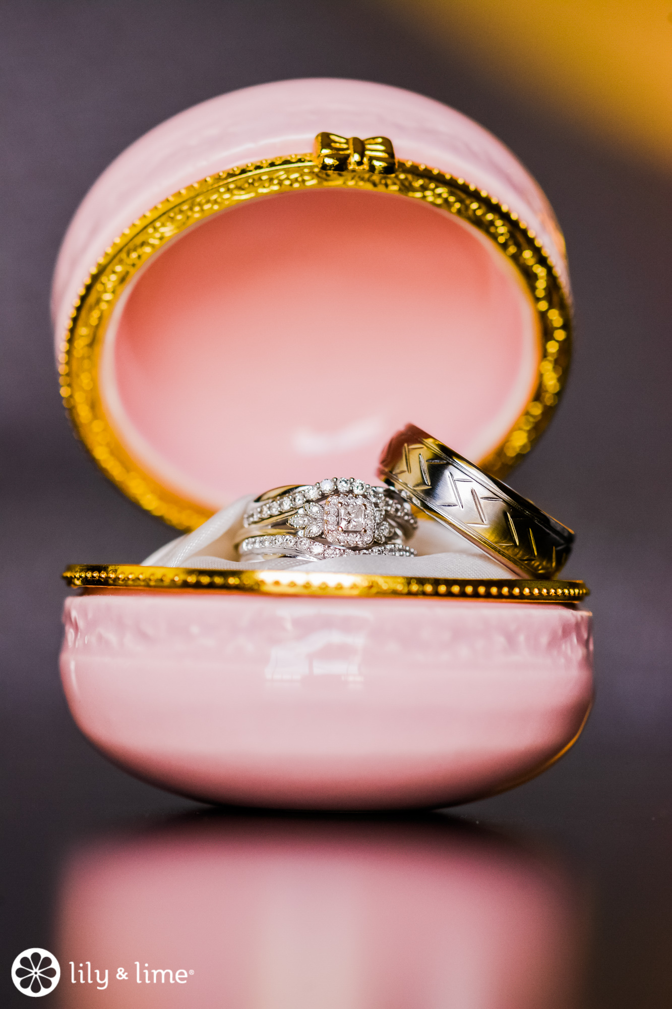 Elegant Wedding Diamond Ring In Red Heart Jewelry Box On Beautiful Pink  Rose Petal Background Close Up Stock Photo - Download Image Now - iStock